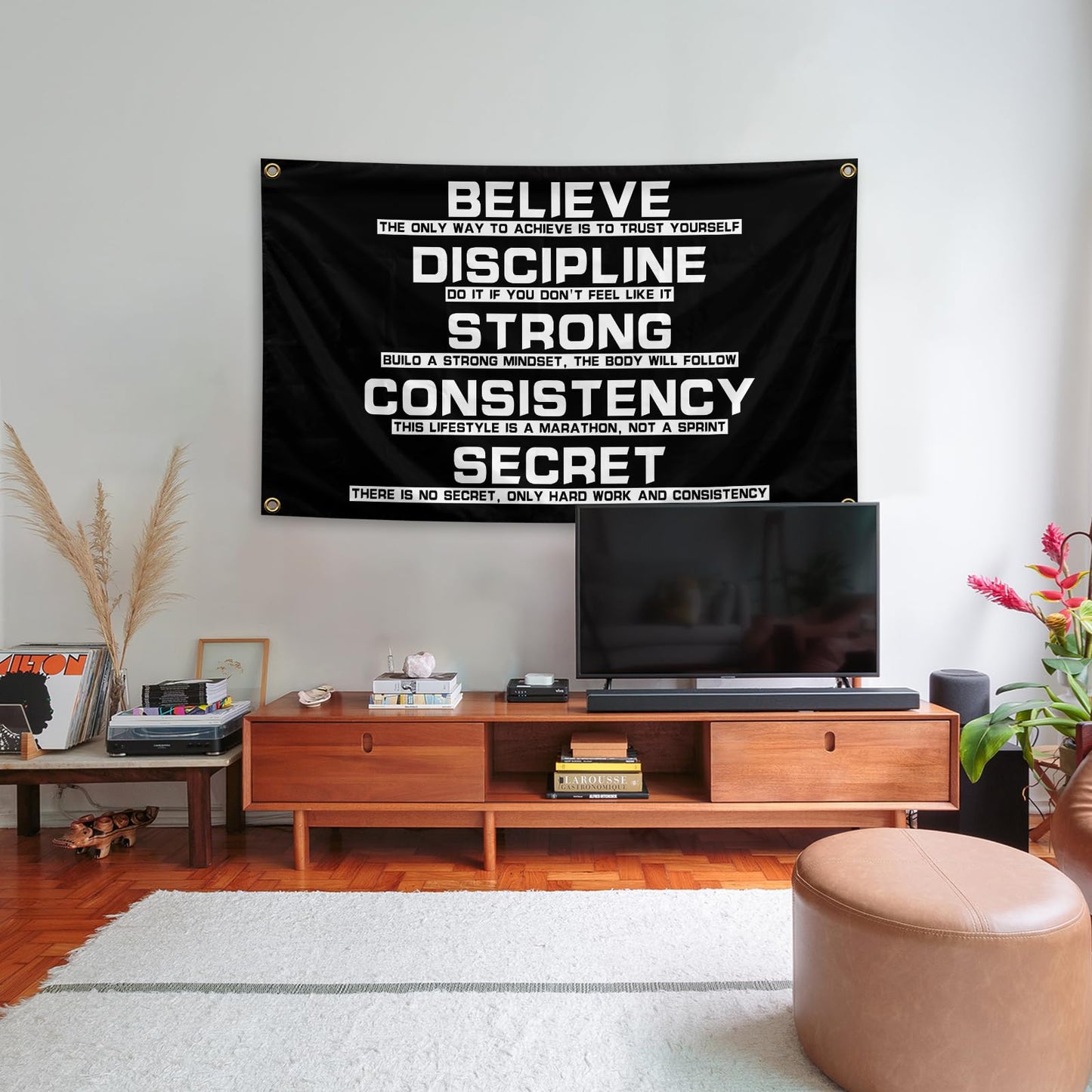 Believe Discipline Motivational Flag 3x5 Feet with 4 Brass Washers for College Dorm Study Man Cave Gym Office Bedroom Motivational Wall Decor. (Discipline Motivational Flag)