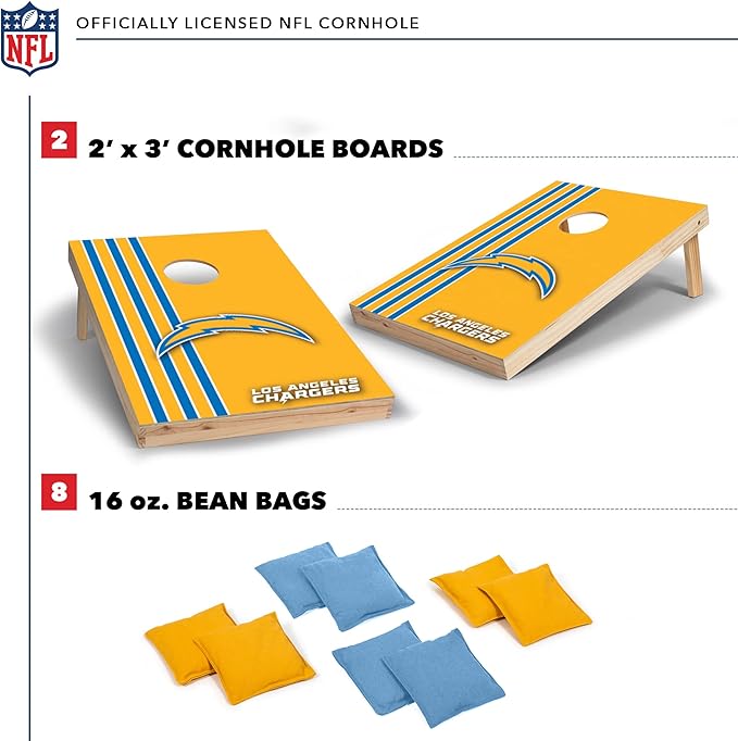 NFL 2' x 3' Solid Wood Cornhole Set with Direct Print HD Team Graphics – Great Gift for Any Football Fan! Bean Bag Toss Family Outdoor Games