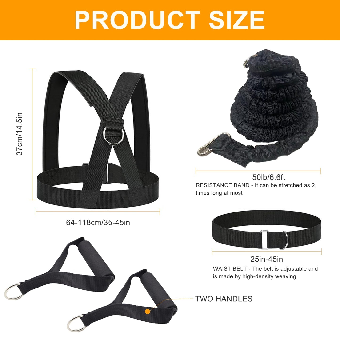 Ycendelion Resistance Band Training Equipment, Sled Shoulder Belt Help to Improve Strength Agility Power Speed Suit for Football Basketball Baseball Running Volleyball