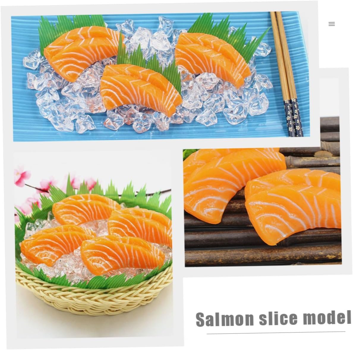 2pcs SUPVOX Realistic Artificial Salmon Slice Models Simulation Sashimi Decor for Home Restaurant and Kitchen Display
