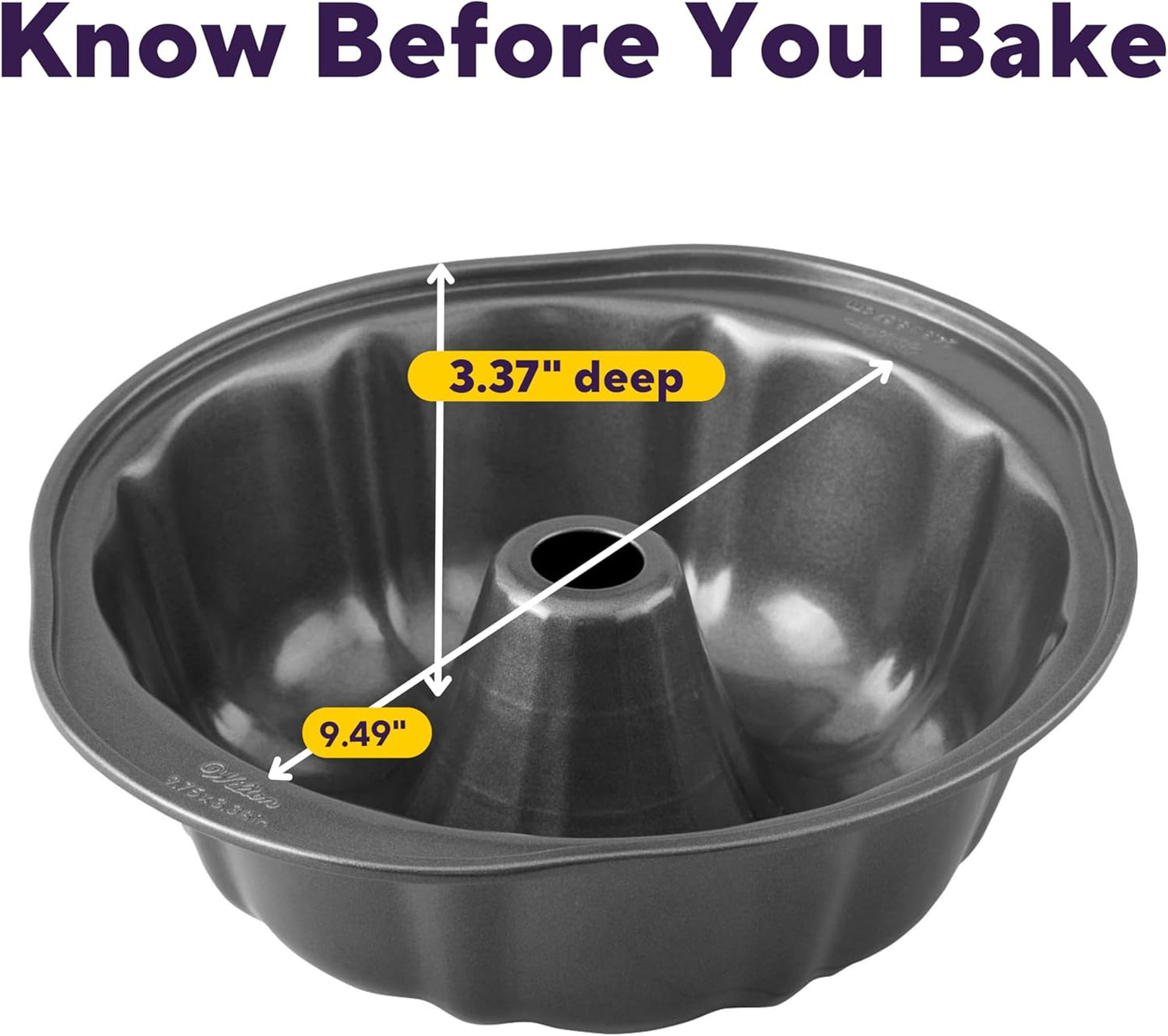 Wilton Gold Non-Stick Fluted Tube Cake Pan - 9.49 Inch Cold-Rolled Steel Bakeware, PFAS-Free