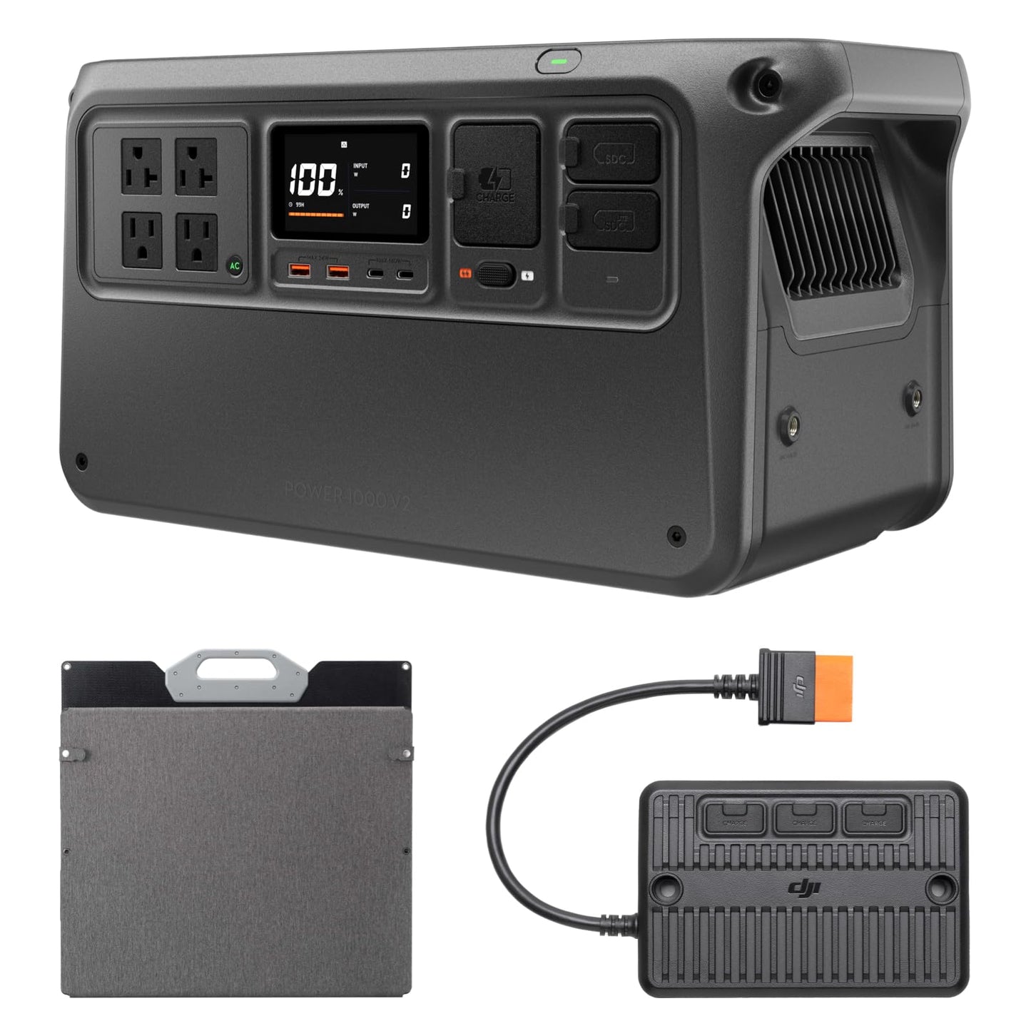 DJI Power 1000 V2 Portable Power Station, Foldable Solar Panel, 1024Wh LFP Battery, 2600W Stable Output, 0-80% in 37 Mins, Enhanced Safety, Ultra-Quiet, Camping, Blackout, RV