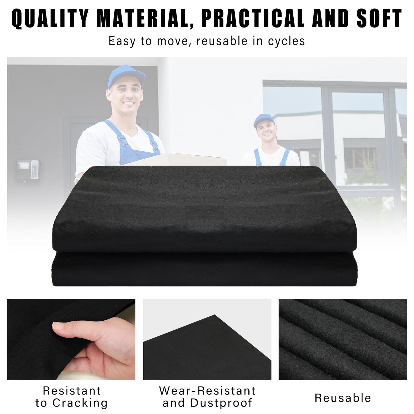 Fanfanwin 12 Pcs 80" x 72" Extra Large Moving Blankets Heavy Duty Packing Blankets Textile Shipping Furniture Pads Furniture Covers Essentials for Protecting Wrapping Moving Supplies, Black