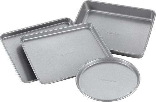 Farberware Bakeware - Nonstick Toaster Oven Pan Set | 4-Piece Baking Set in Gray
