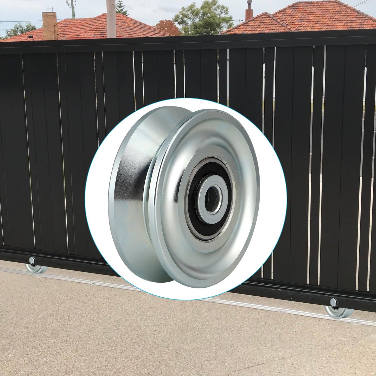 Skelang 3 in V-Groove Wheel, Slide Gate Wheel with Double Bearings, Rolling Gate Caster for Inverted V Track, 2000 Lbs Load Capacity, 2 Sets