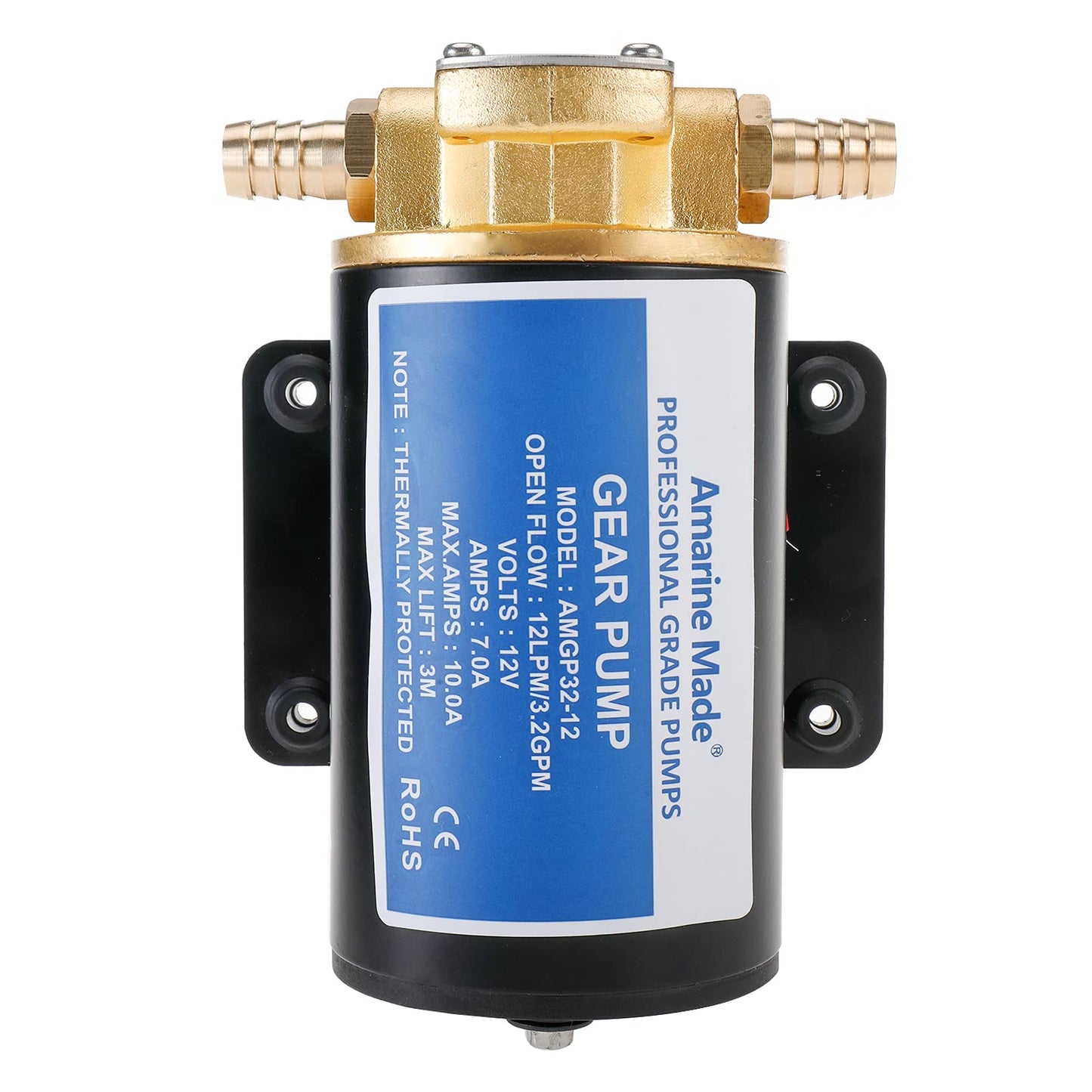 Amarine Made 12V Scavenge Impellor Gear Pump- for Diesel Fuel Scavenge Oil Transfer 3.2GPM 12LPM 6.0A (12V)