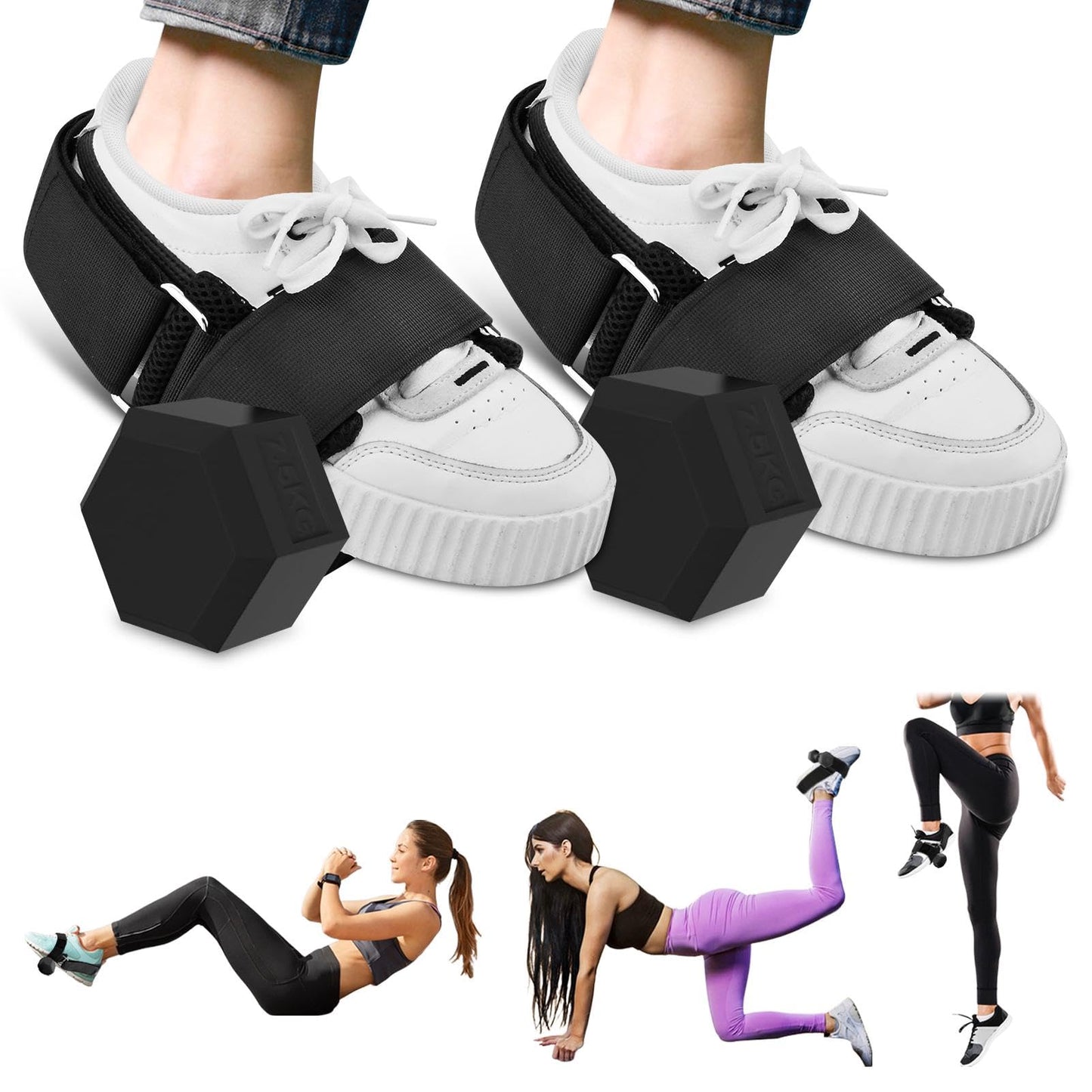 Yonderfume 2 PCS Dumbbell Foot Attachment, Extension Monkey Foot Dumbbell Attachment Straps, Foots Weight, Tibialis Trainer, Ankle Straps for Fitness Training, Leg Extensions