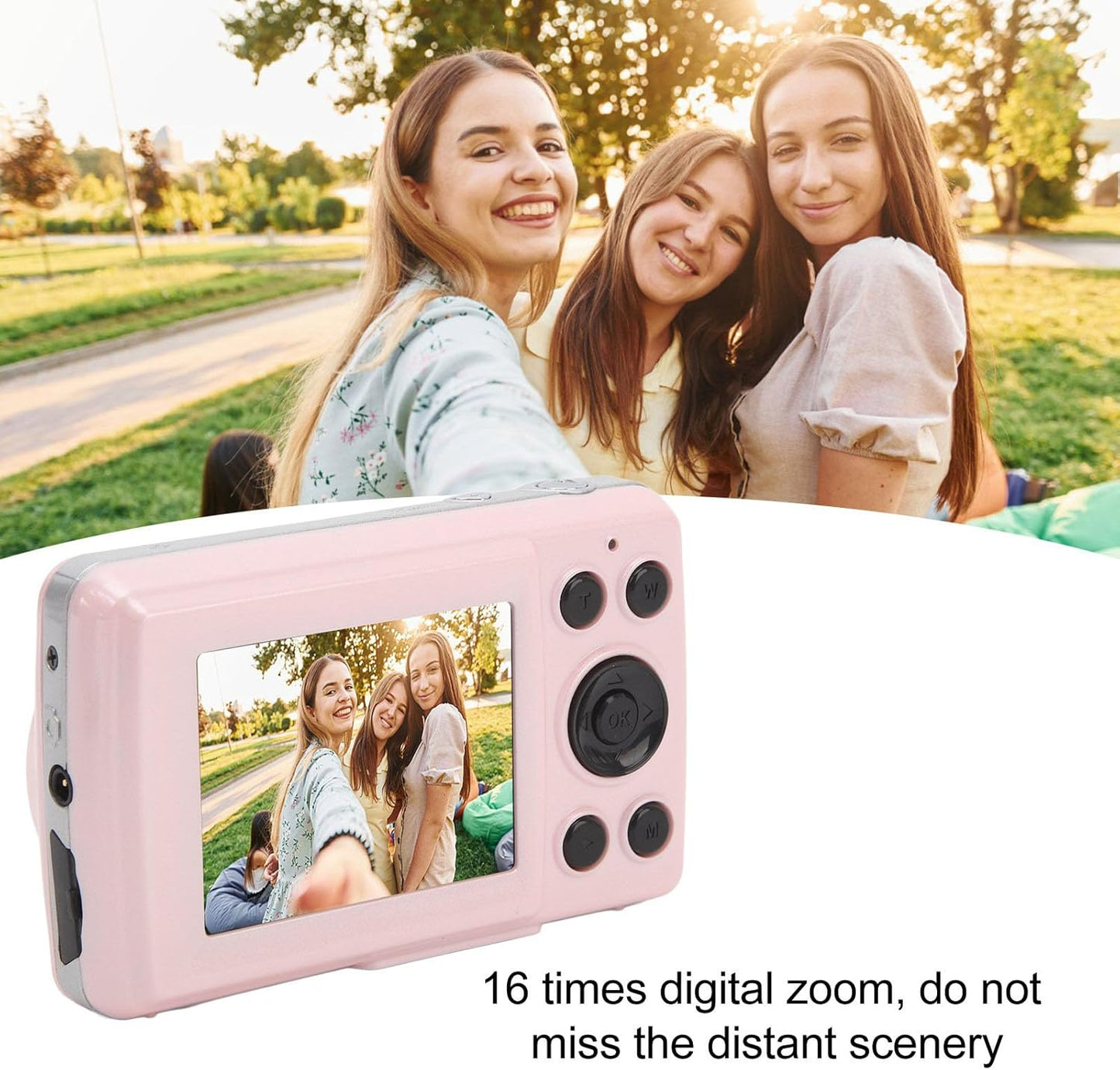 Yunseity 1080P 16X 64MP 2.4 Inch Full HD Zoom Digital Point and Shoot Camera, IPS Screen Auto Focus Vlogging Camera
