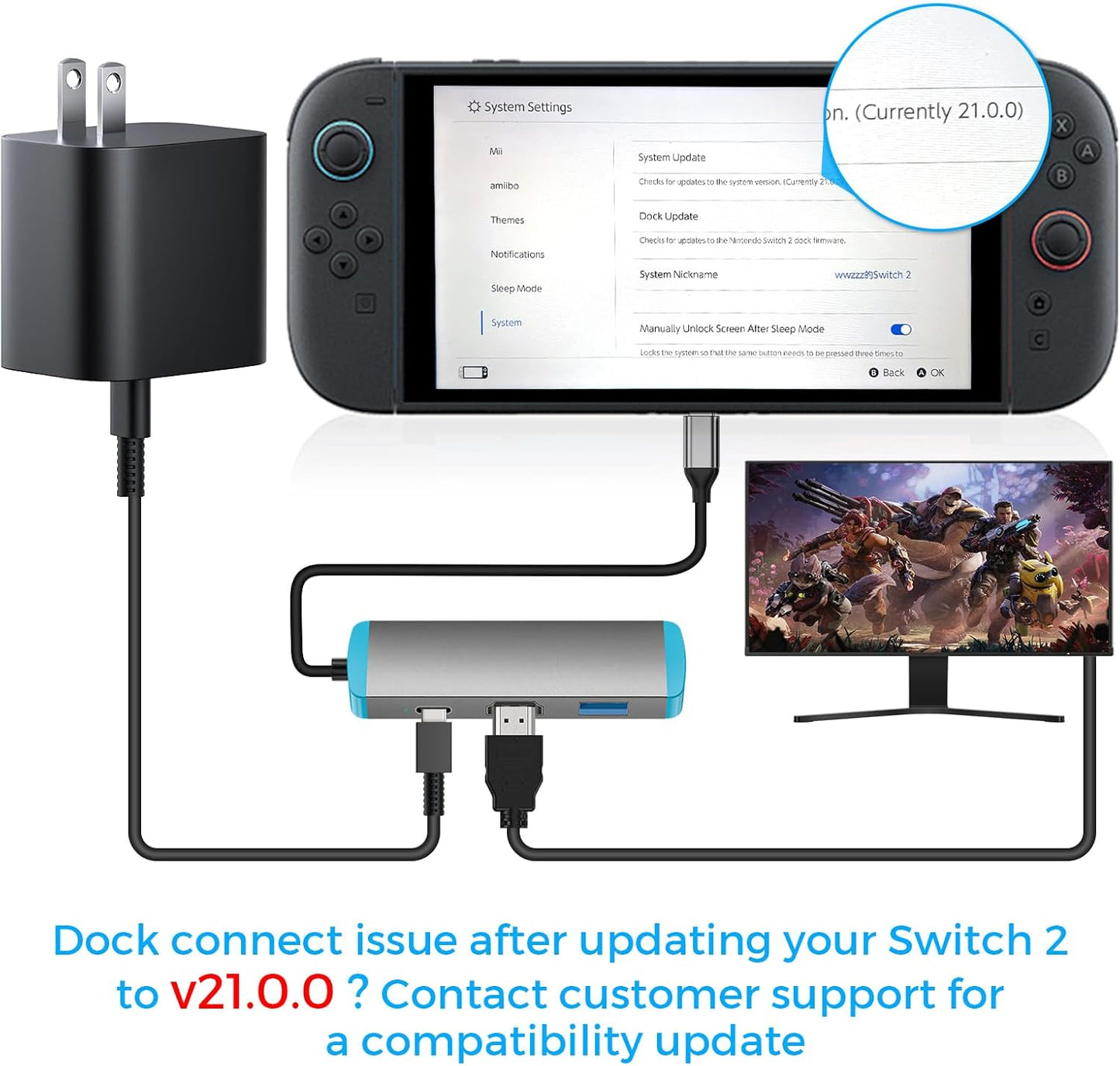 LA NREUCETS 2,USB 4K@60Hz 3.0 2/Switch/Switch USB C to HDMI Adapter for Switch C Docking Station with HDMI Port/Type-C