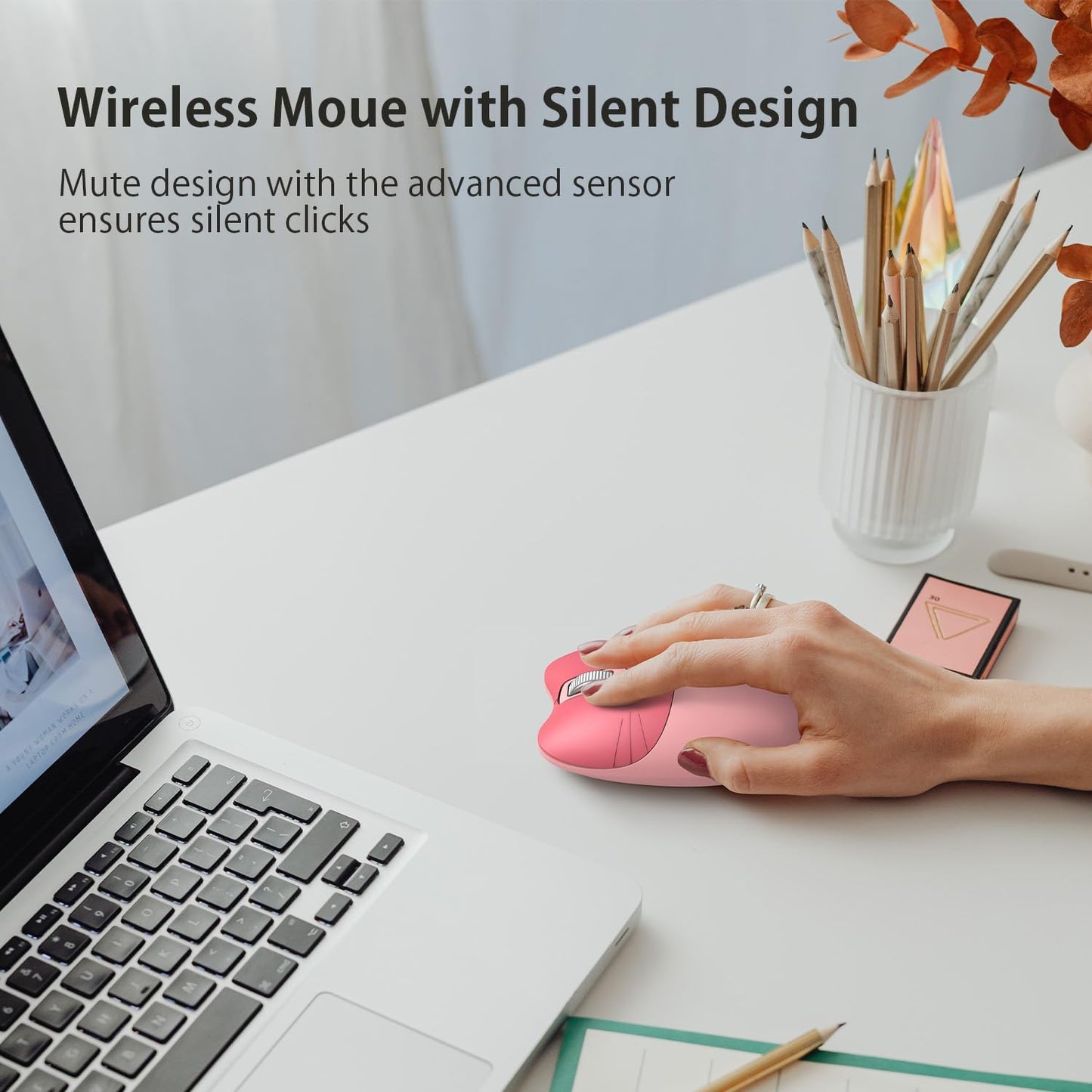 MOFII 2.4GHz Wireless Compact Silent Mouse with Cute Cat Designs, Plug and Play Wireless Opatical Mouse with USB Nano