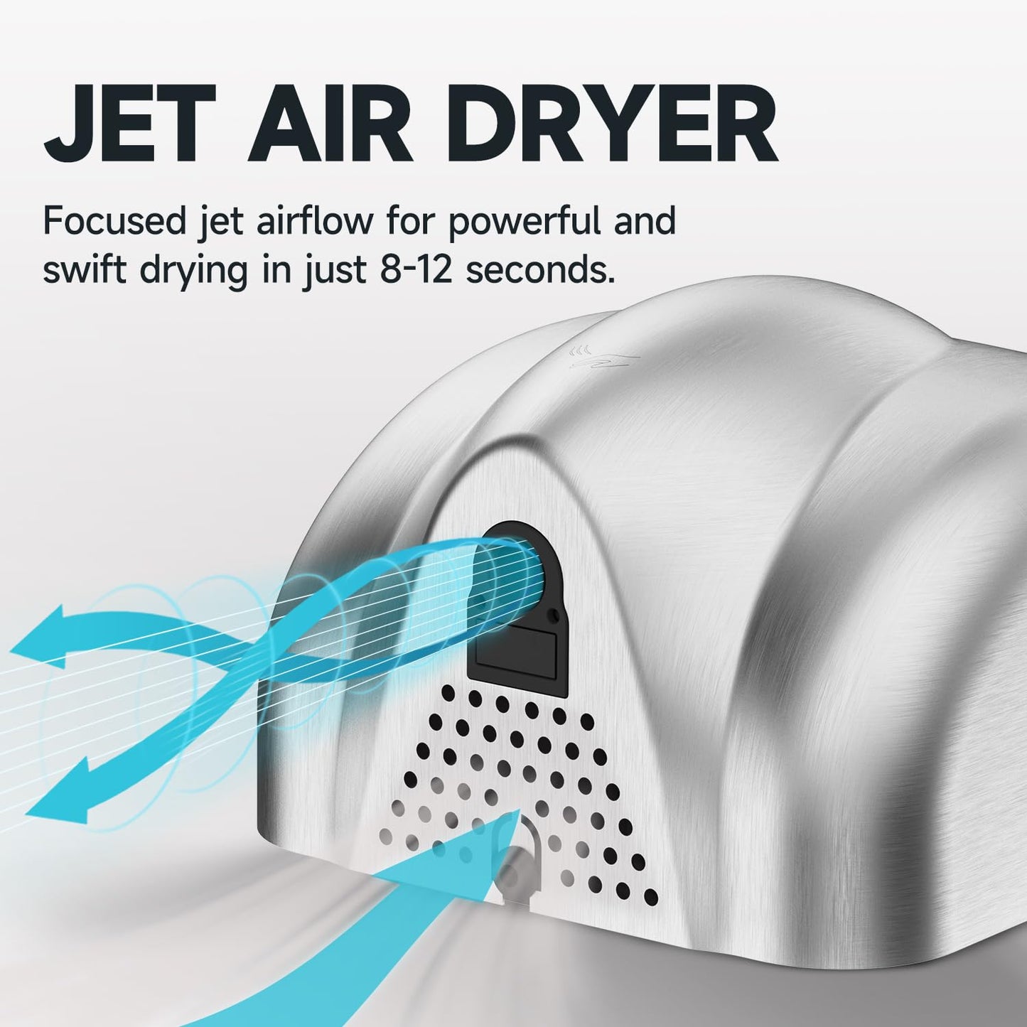 AIKE Heavy Duty Hand Dryer Hard-Wired Friendly 110V High Speed Brushed Stainless Finish Model AK2811