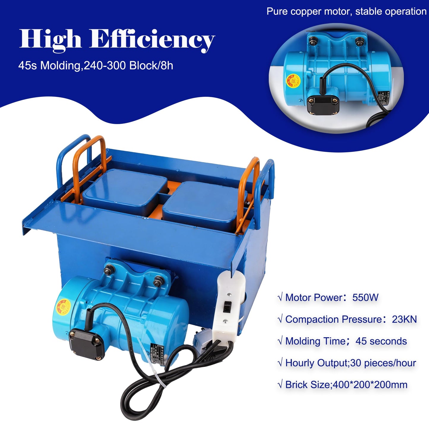 Brick Making Machine,110V Manual Hollow Soil Block Brick Forming Machine H1 Brick Molds for Concrete