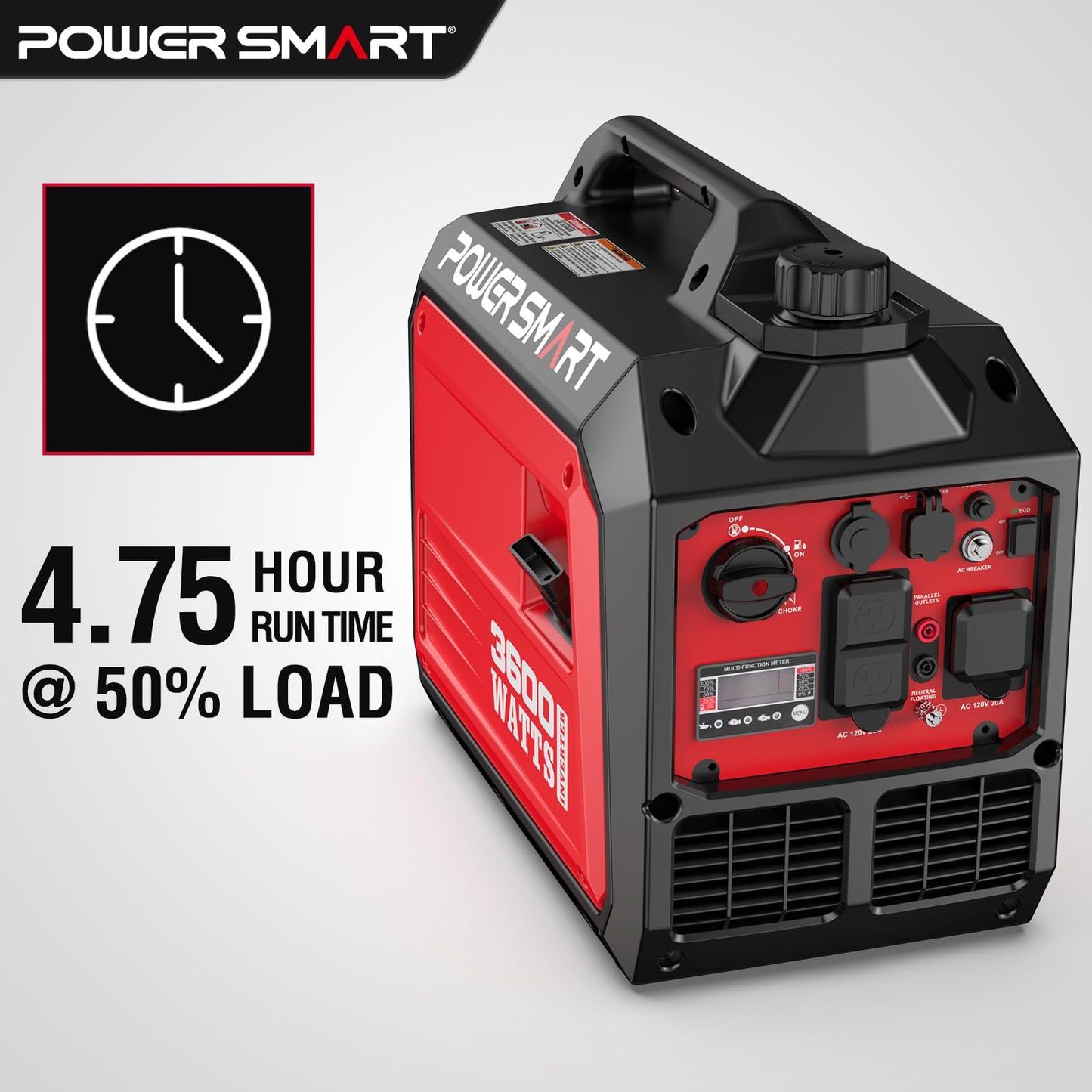 PowerSmart 3600-Watt Portable Inverter Generator, Quiet Technology, RV Ready 30A Outlet, Camping, Home use