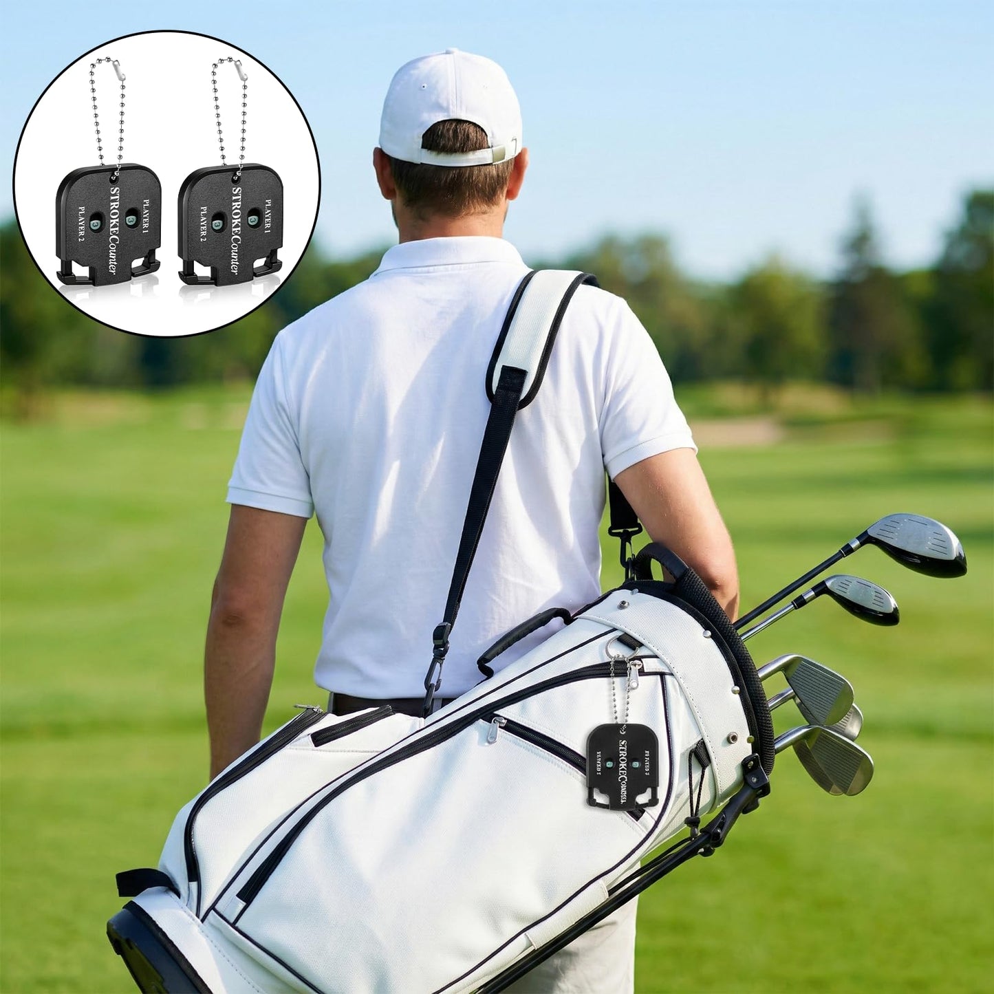 Macuezu 2 PCS Golf Counter Clicker, Portable Square Golf Clicker for 2 Players, Mini Score Keeper Stroke Counter with Hanging Rope for Sport Competitions, Games Scores