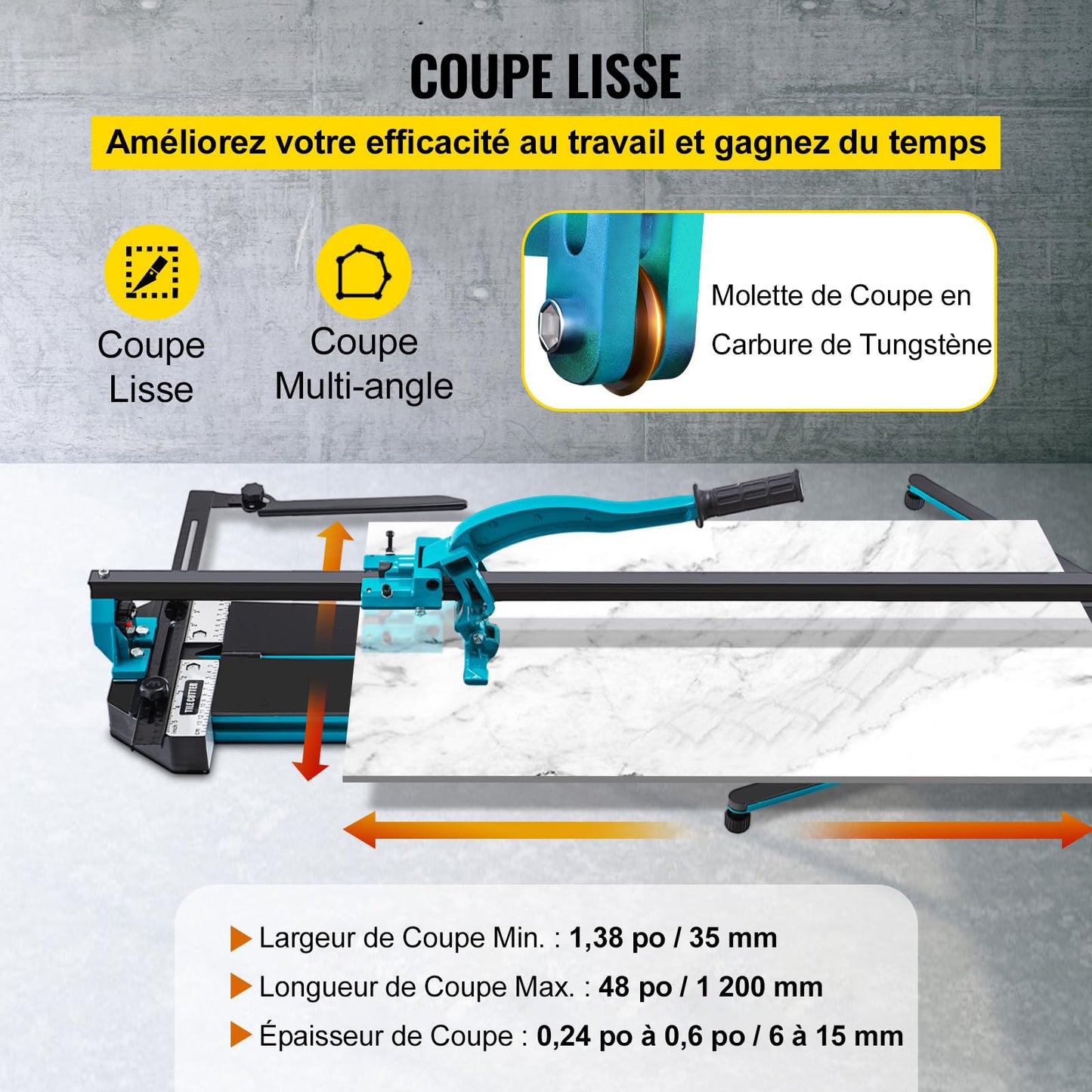 Mophorn 48 Inch Tile Cutter Single Rail Double Brackets Manual Tile Cutter 3/5 in Cap w/Precise Laser Manual Cutter Tools for Precision Cutting (48 Inch)