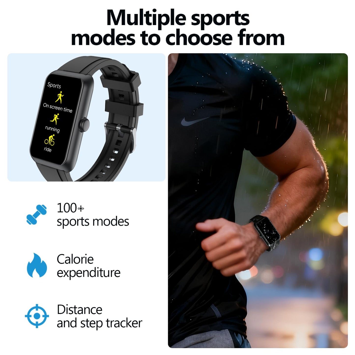 MOLOURK Fitness Tracker Smart Watches for Women Men with 24/7 Heart Rate, Sleep Monitor, 100+Sports Modes, IP68 Waterproof, Activity Trackers with Fitness for Sports (Black)