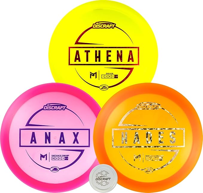 Discraft Paul McBeth Z Lite 3-Pack - Signature Disc Golf Set with Anax, Athena, & Hades - Lightweight Drivers in Varied Foils & Weights + Exclusive Snap Cap