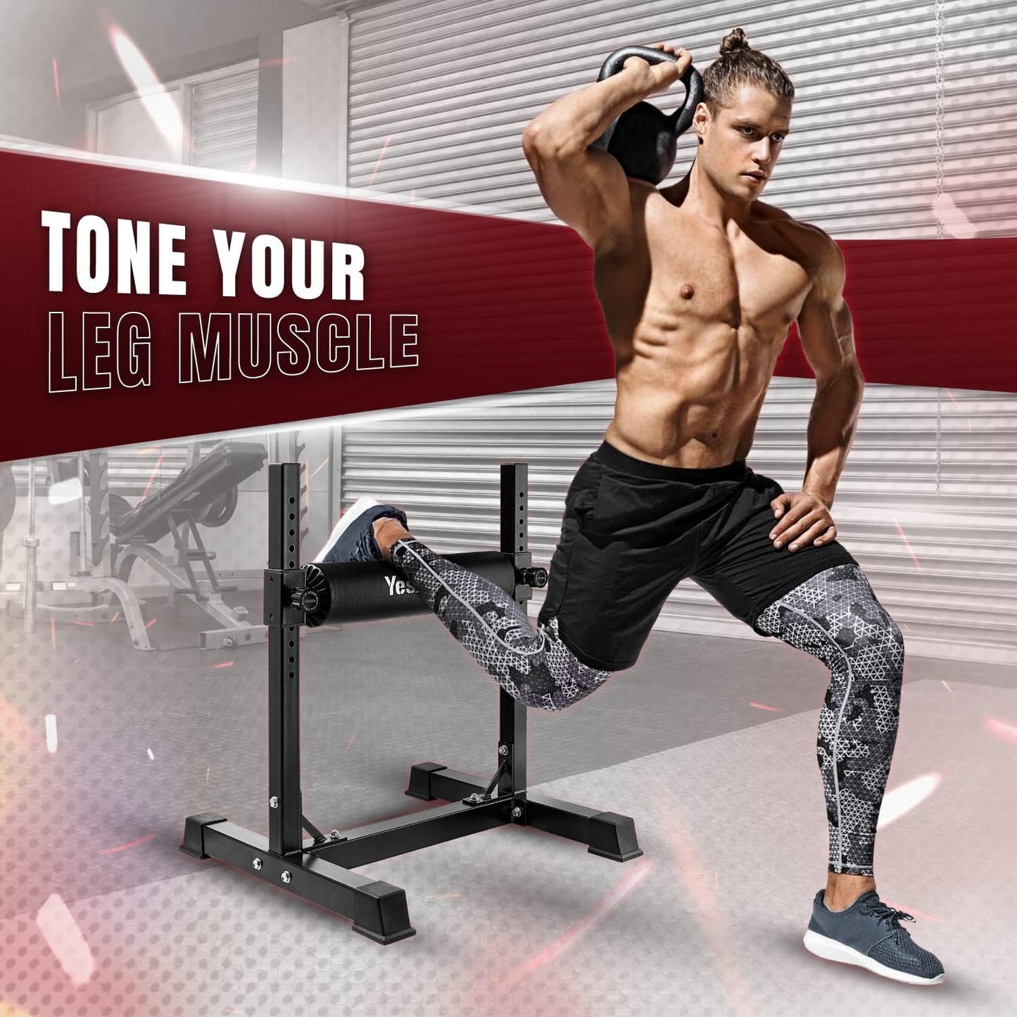 Yes4All Bulgarian Split Squat Stand, Single Leg Squat Roller, Single Squat Stand for Squats, Leg Lunges, Bodyweight Training