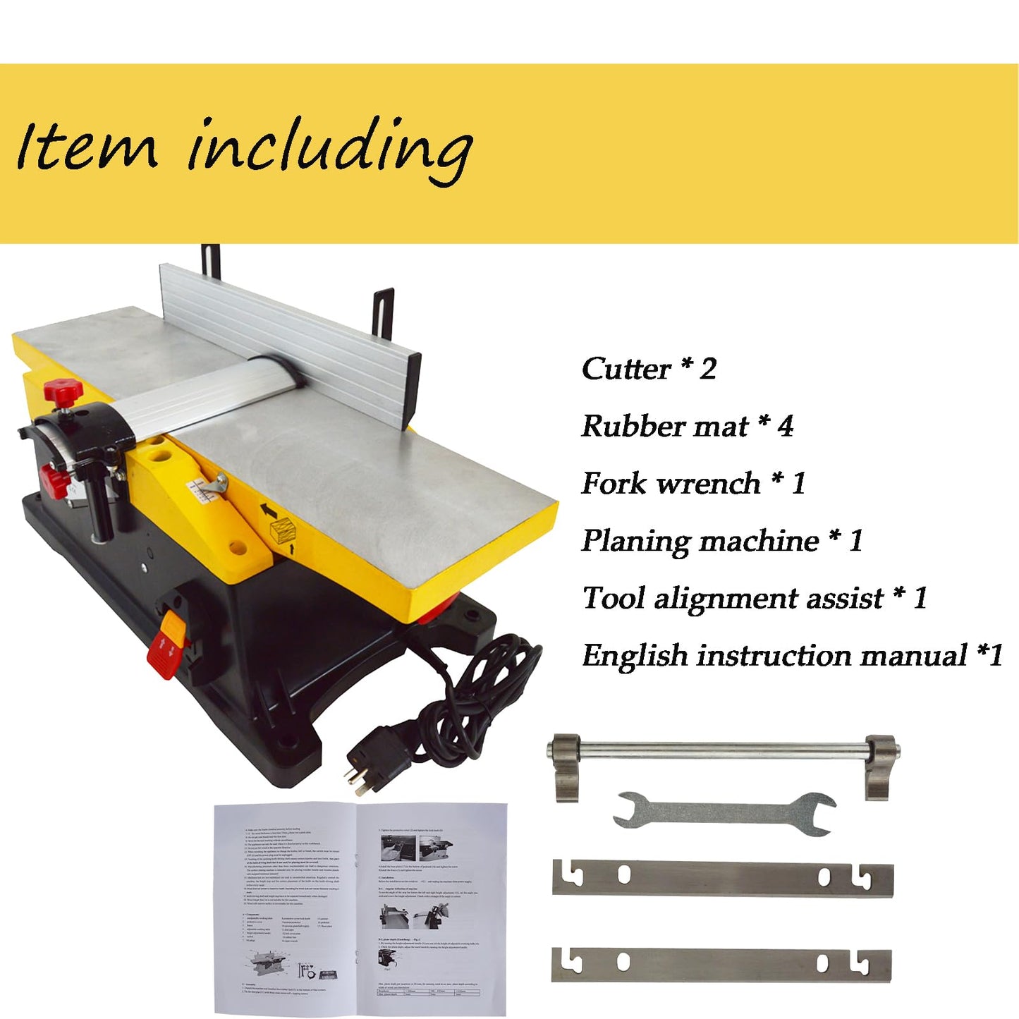 INTBUYING 6 Inch Woodworking Planer Small and Portable Bench Planer 1800W with 155 * 580mm Working Table Low Noise and Low Dust Planing Bench Planer for DIY and Small factories