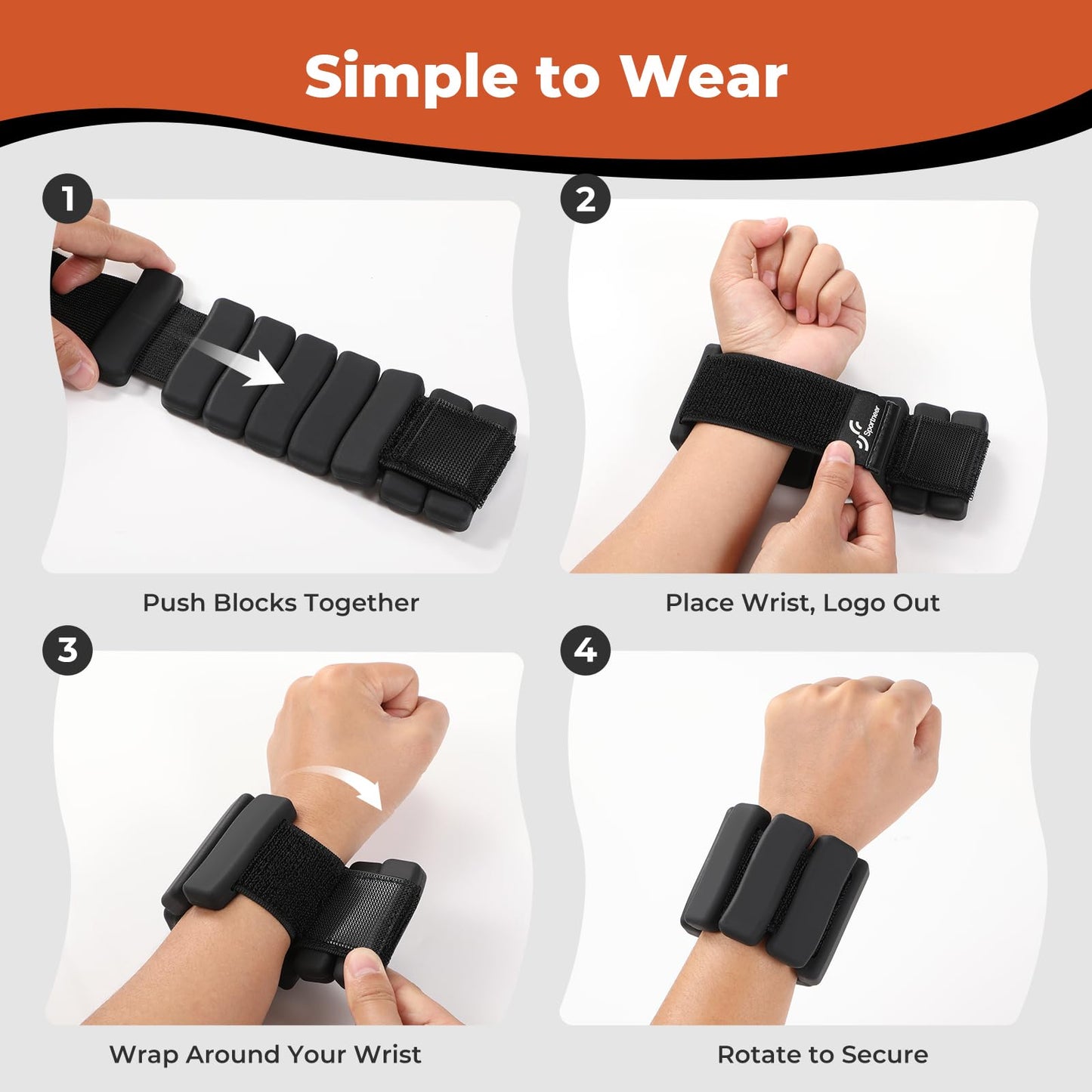 Sportneer Wrist & Ankle Weights for Women & Men Set of 2 (1LB/2LB Each) - Soft Silicone Arm & Leg Weights for Pilates, Yoga, Walking, Barre, Home Workout, Water Aerobics(Twilight Black, 1 LB x 2)