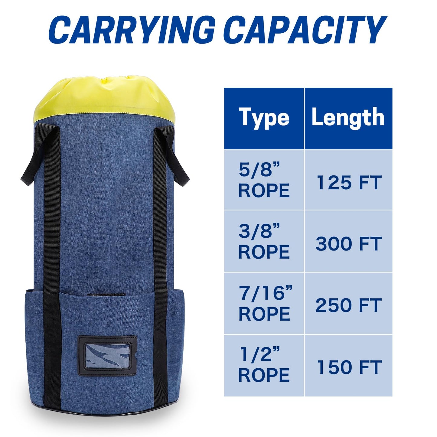 WISEPRO Arborist Rope Bag, Rope Storage Bag with 4 Side Pockets and Handle, Large Capacity Rope Organizer for Tree Climbing Gear and Rigging Equipment