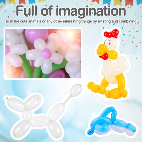 Lenwen 1000 Pcs Long Latex Twisting Balloons - Perfect for Birthday, Wedding & Party Decorations | Clear