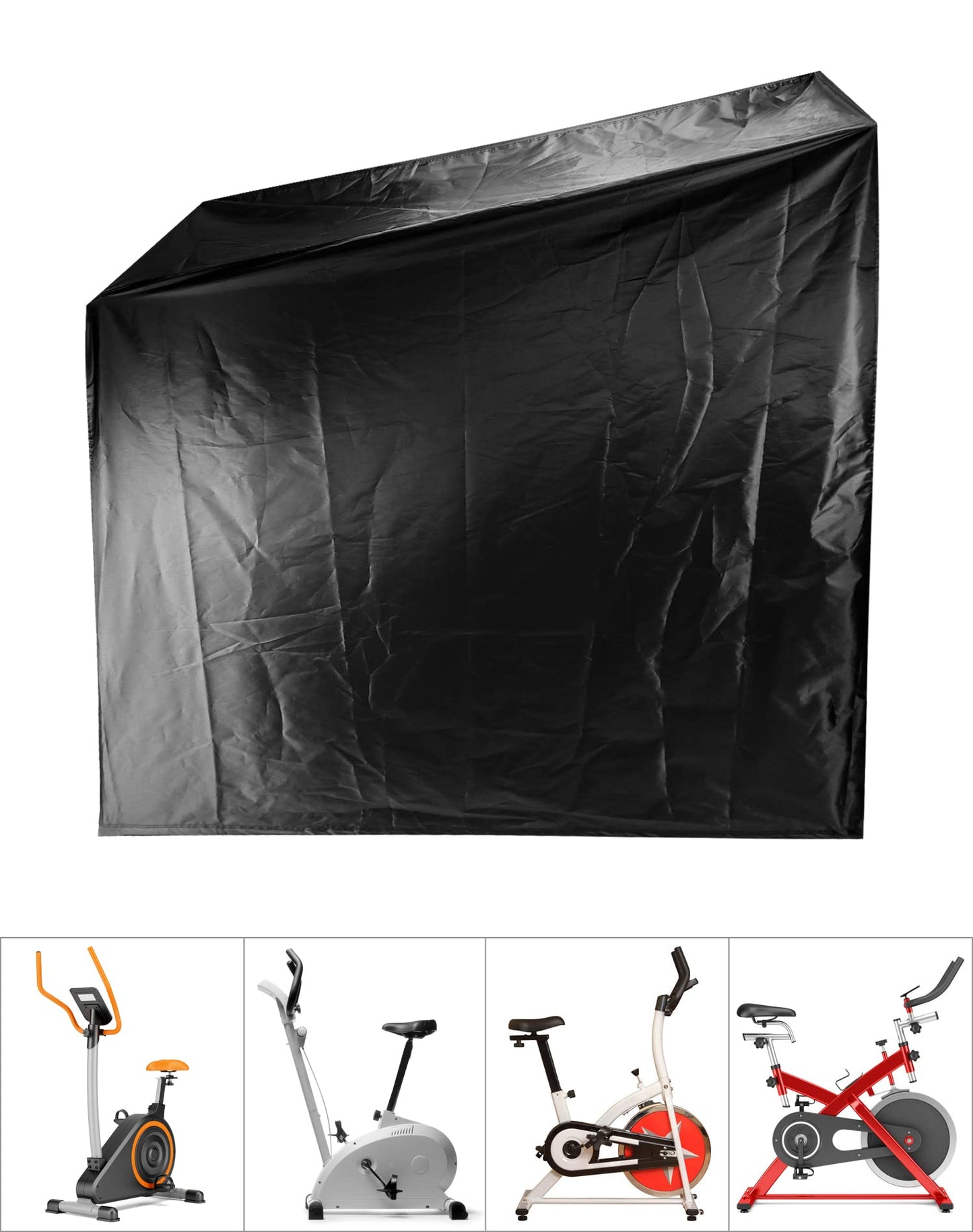 QWORK Exercise Bike Cover, Upright Outdoor Waterproof UV Dust Wind Bicycle Storage for Most Fitness Stationary Bikes, Premium Sport Training Bike (Black)