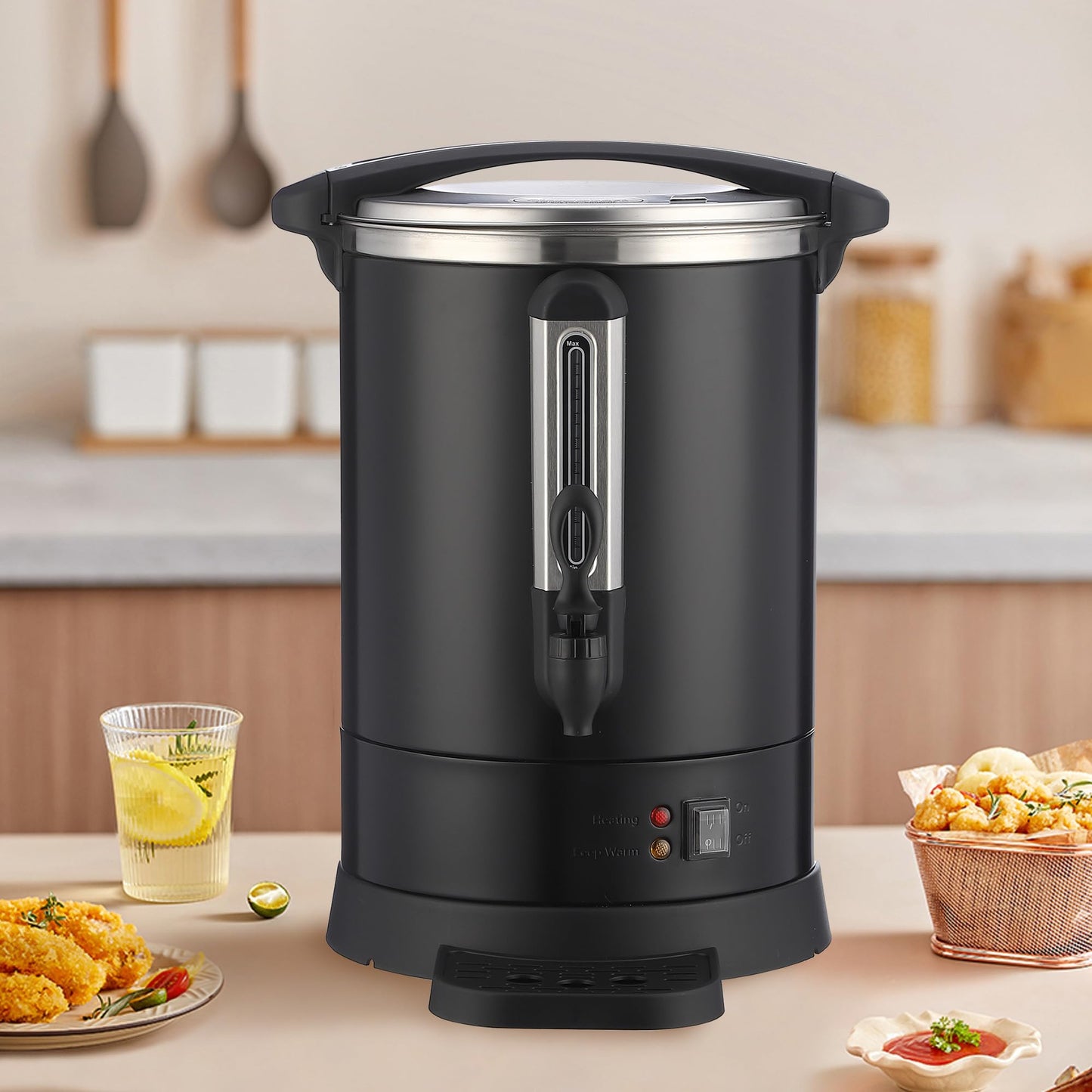 MOVECOM 120 Cups Coffee Urn Hot Water Urn,18L/4.8 Gal Large Stainless Steel Commercial Coffee Maker with Double Wall Insulation, Electric Hot Beverage Dispenser for Buffet Party Catering,Weddings
