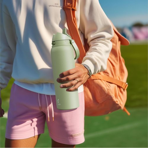 Meoky 40 oz Insulated Water Bottle - Leak Proof Stainless Steel with 2-in-1 Lid, BPA-Free, Periwinkle