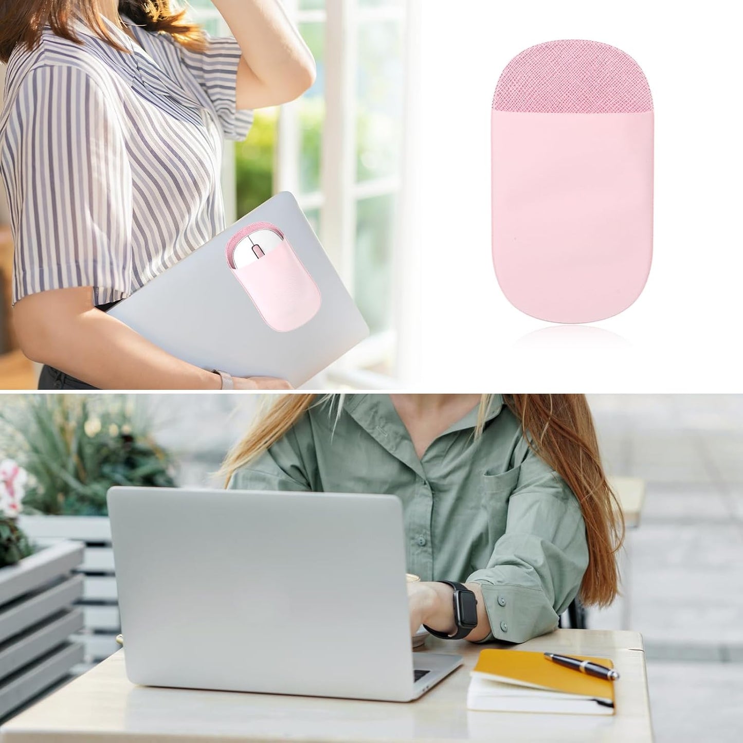 Zelphvt Slim Mouse Holder for Laptop, Mouse Pouch Case Sleeve for Laptop, Universal Mouses Pouches Adhesive Pocket