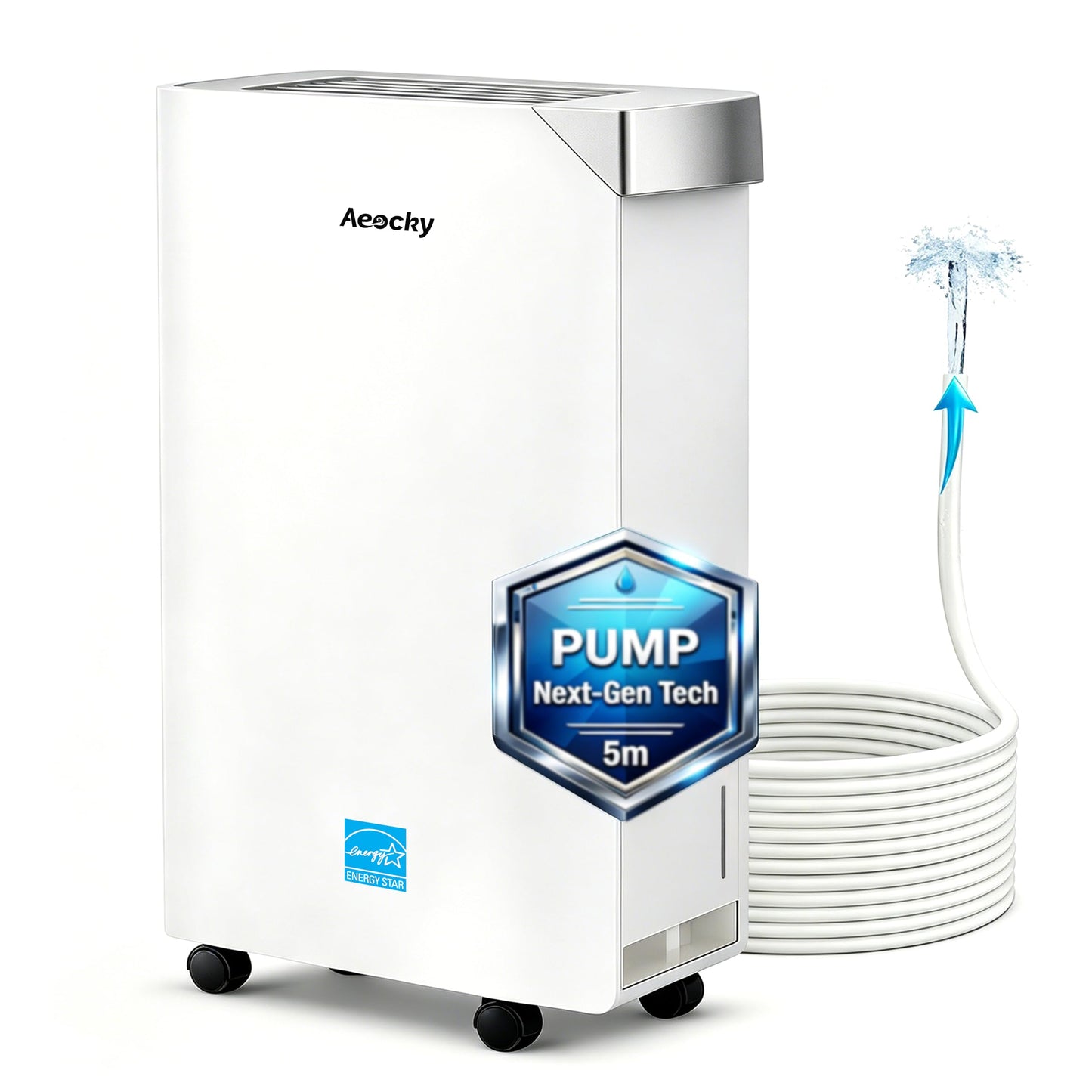 AEOCKY 5500 Sq.Ft Energy Star Most Efficient 2024 Dehumidifier with Pump, Max 105 Pint/Day Smart Compressor Dehumidifier with Drain Hose, Intelligent Humidistat,for Basement,Bedroom,Home,Bathroom