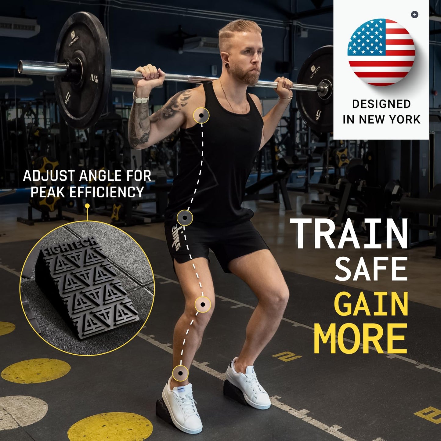 Natural Rubber Squat Wedge Block for Elevated Heel Squats and Deadlifts - 4 PCS - Improve Mobility, Balance, and Strength - 23° Max Incline - Non-Slip, Versatile Trainer Aid