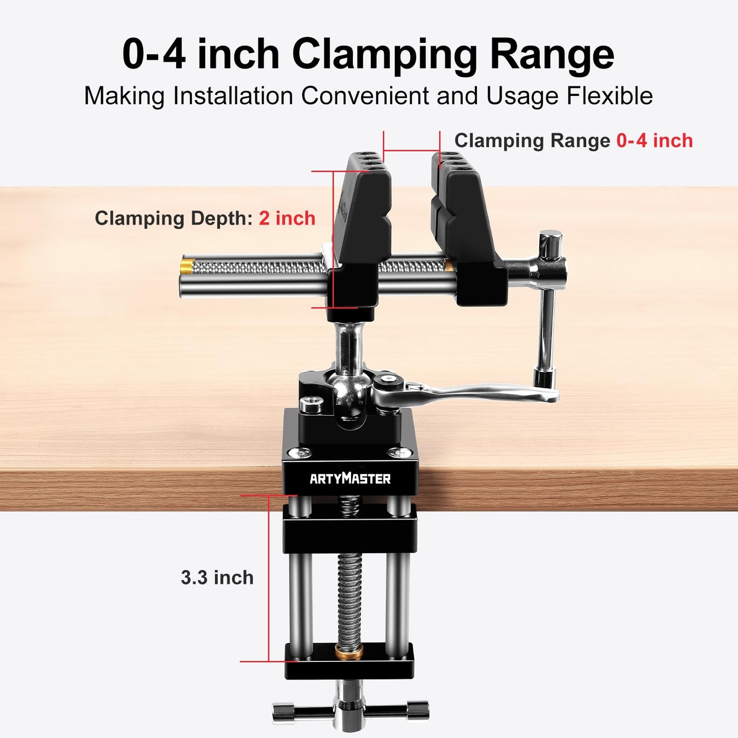 ArtyMaster 360° Rotating Bench Vise with Quick-Release Ratchet Wrench - Versatile Woodworking & Pipe Vise for Home Improvement - 4 Inch Workbench Vise for Carving, Repair & DIY Projects (WT117A)