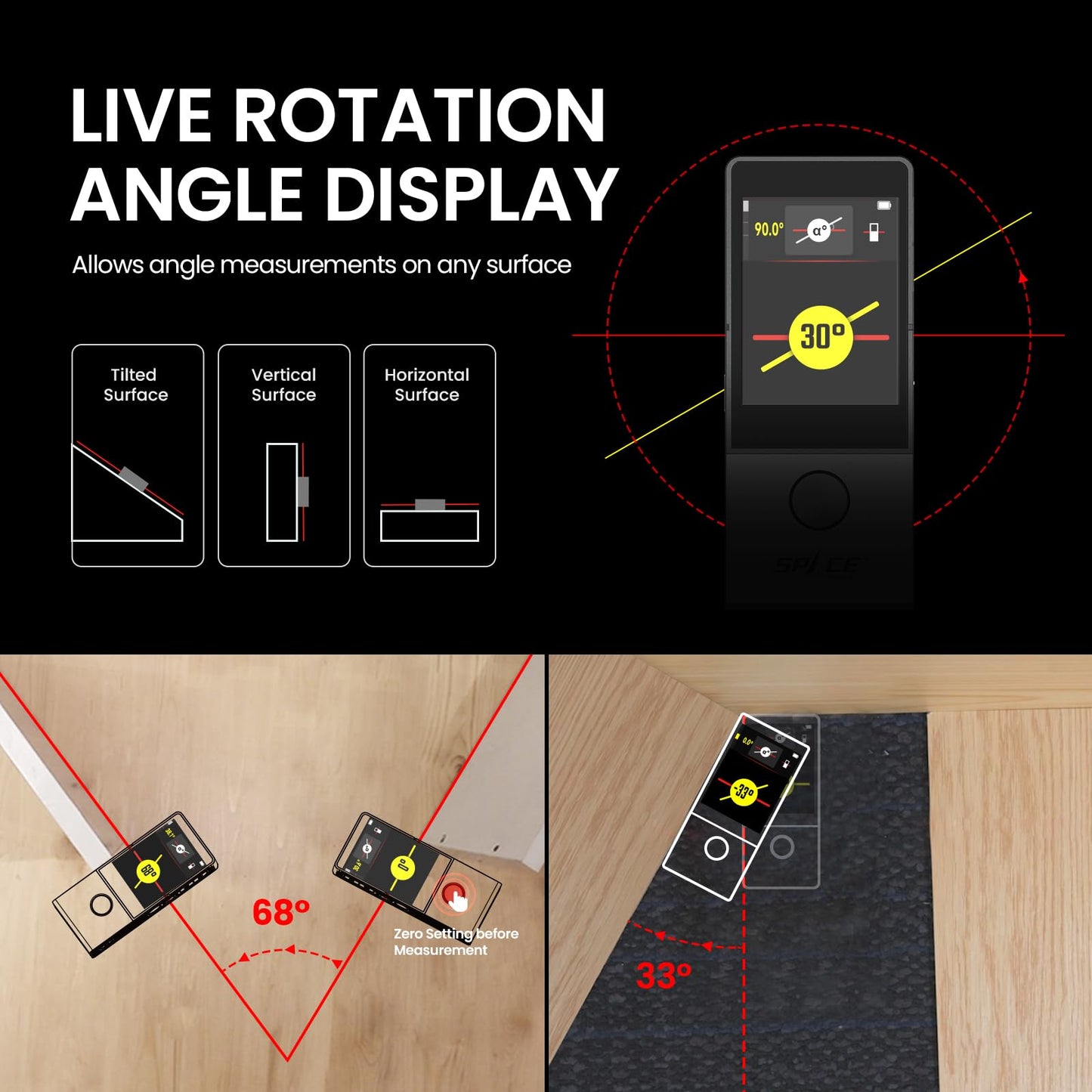 Laser Measuring Tool with Visual Aligning Indicator, MiLESEEY 330Ft Professional Measurement Tool with IPS Touchscreen,P2P, Live Angle Display, APP Sync Laser Tape Measure