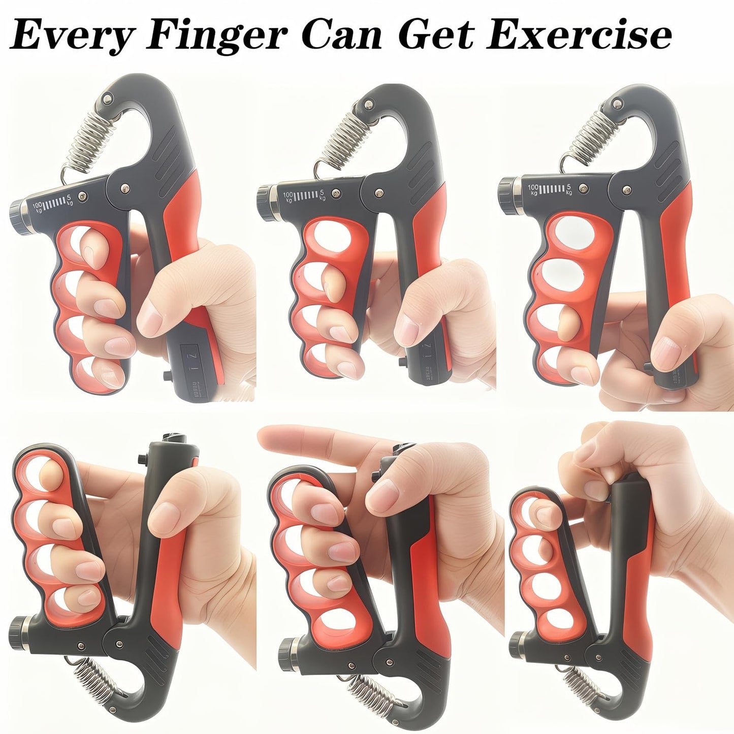 HSEONEJIA 2PCS Adjustable Hand Grip Strengthener (11-220LB) - Automatic Counter Hand Wrist Forearm Exerciser, Grip Strength Trainer for Athletes, Musicians, Injury Recovery & Physical Therapy (Red)