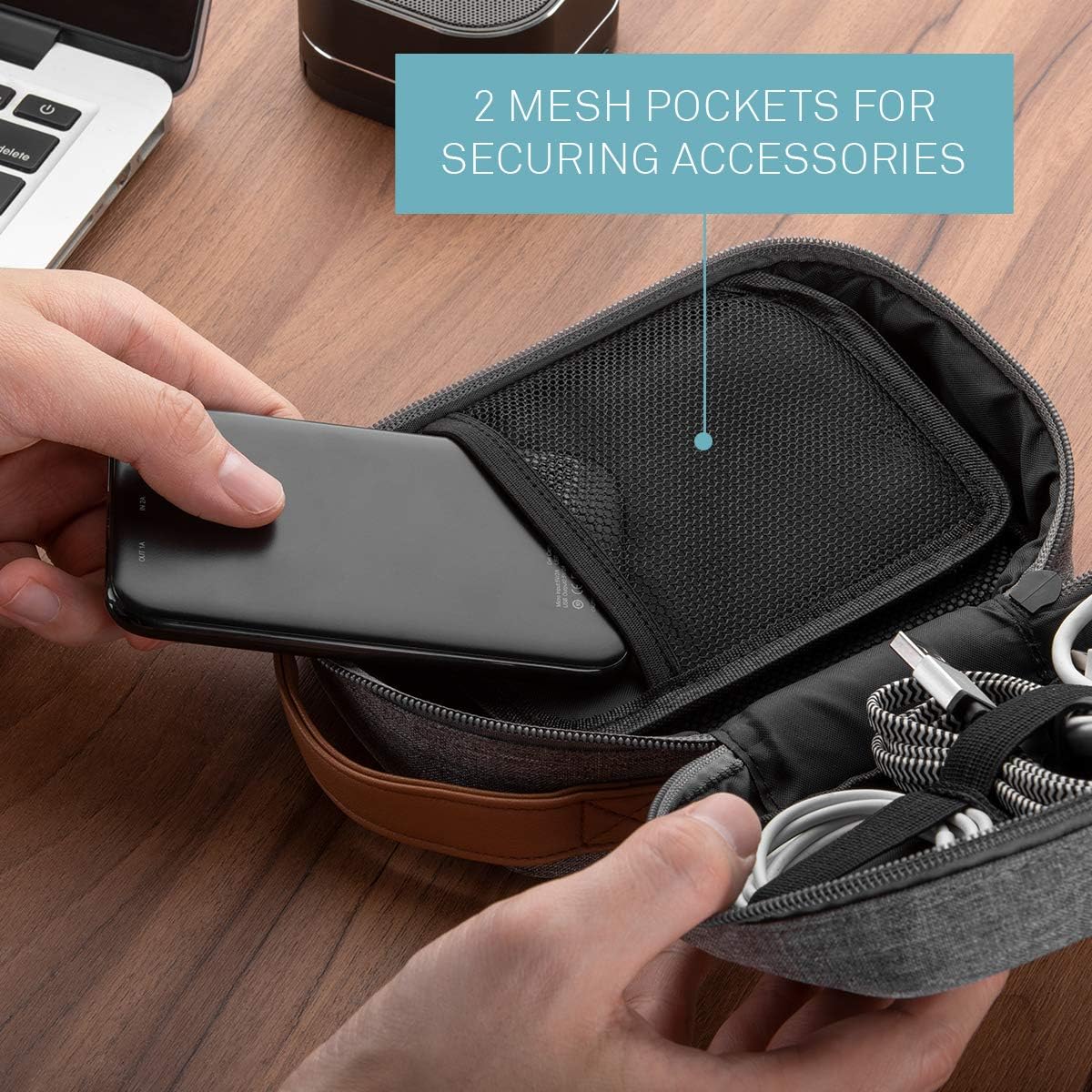 UT Wire Pocket for Gadgets Trifold Travel Case Organizer Pouch Padded for Electronics Accessories, Cables, Tech Gear