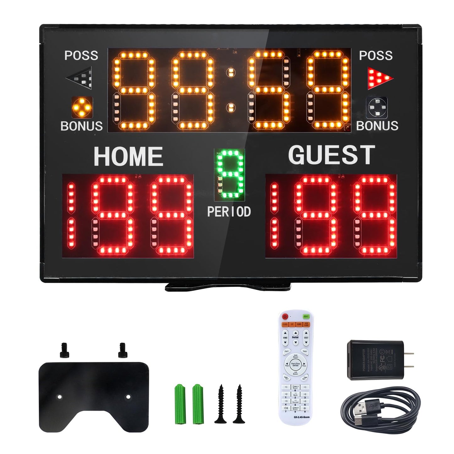 GAN XIN Basketball Digital Scoreboard with Remote,Battery Powered Portable Tabletop Electronic Scoreboard with 75dB Buzzer,Countdown Timer & Score for Games (Black,with Battery)
