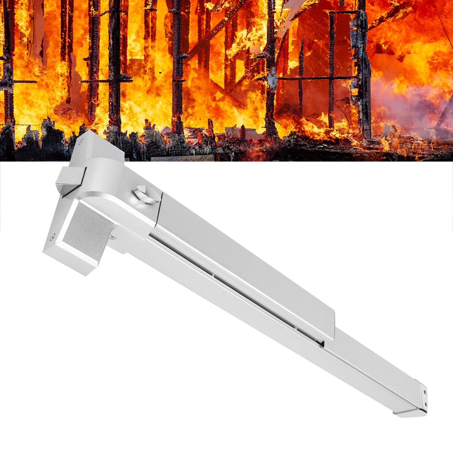 CHEOTIME 65cm Push Rod Lock Electroplated Steel Escape Lock Set Suitable for Fire Emergency Safety Exit Door Door Push Rod Emergency Exit Device Emergency Lock Stainless Steel