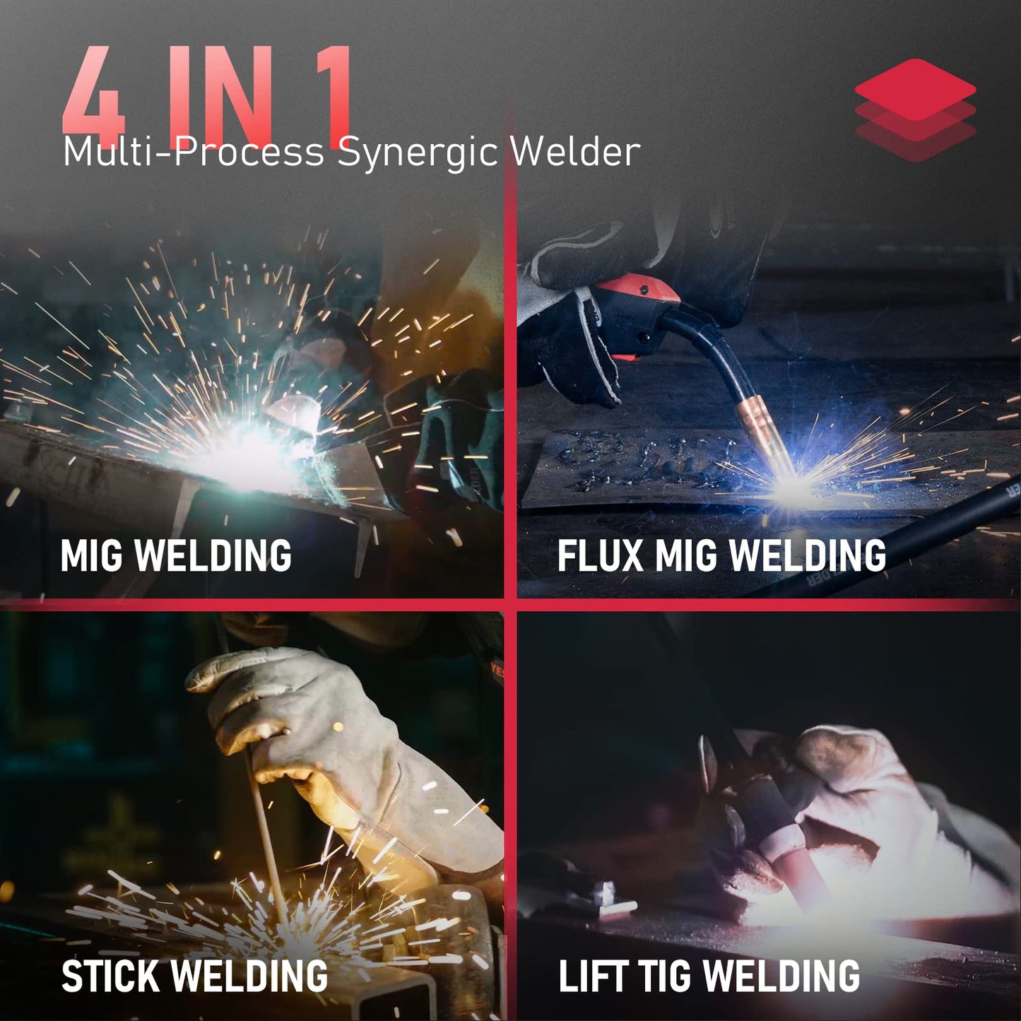 YESWELDER 160A MIG Welder 4 in 1 Multiprocess Flux Cored/MIG/Lift TIG/Stick & Switchable Arrow Welding Magnet 66-110LBs On/Off Switch Arrow Magnetic Welding Holder