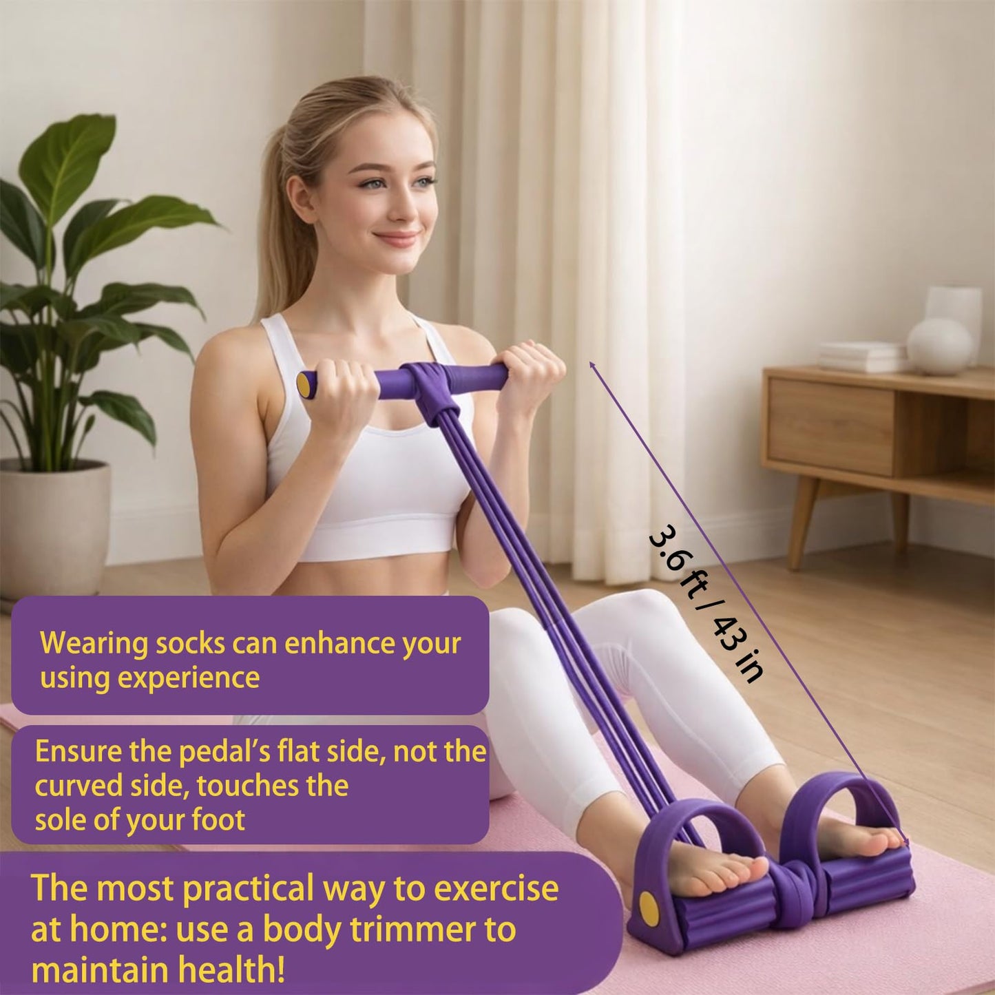 ZCFLCK Resistance Bands with Handles, 6-Tubes Multifunction Foot Pedal Resistance Band, TPE Resistance Bands for Waist Leg Abdomen Buttocks