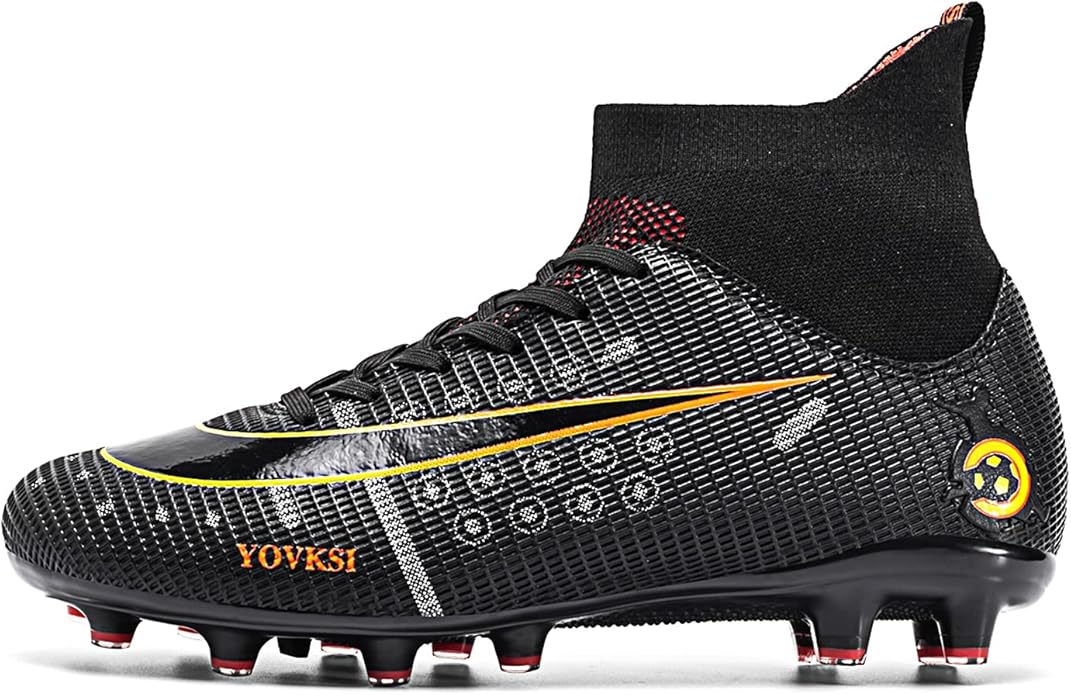 Men's High Tops Soccer Shoes,Lace-Up Athletic Football Cleats Lightweight Indoor/Outdoor TF AG Turf Training Soccer Cleats Sneaker
