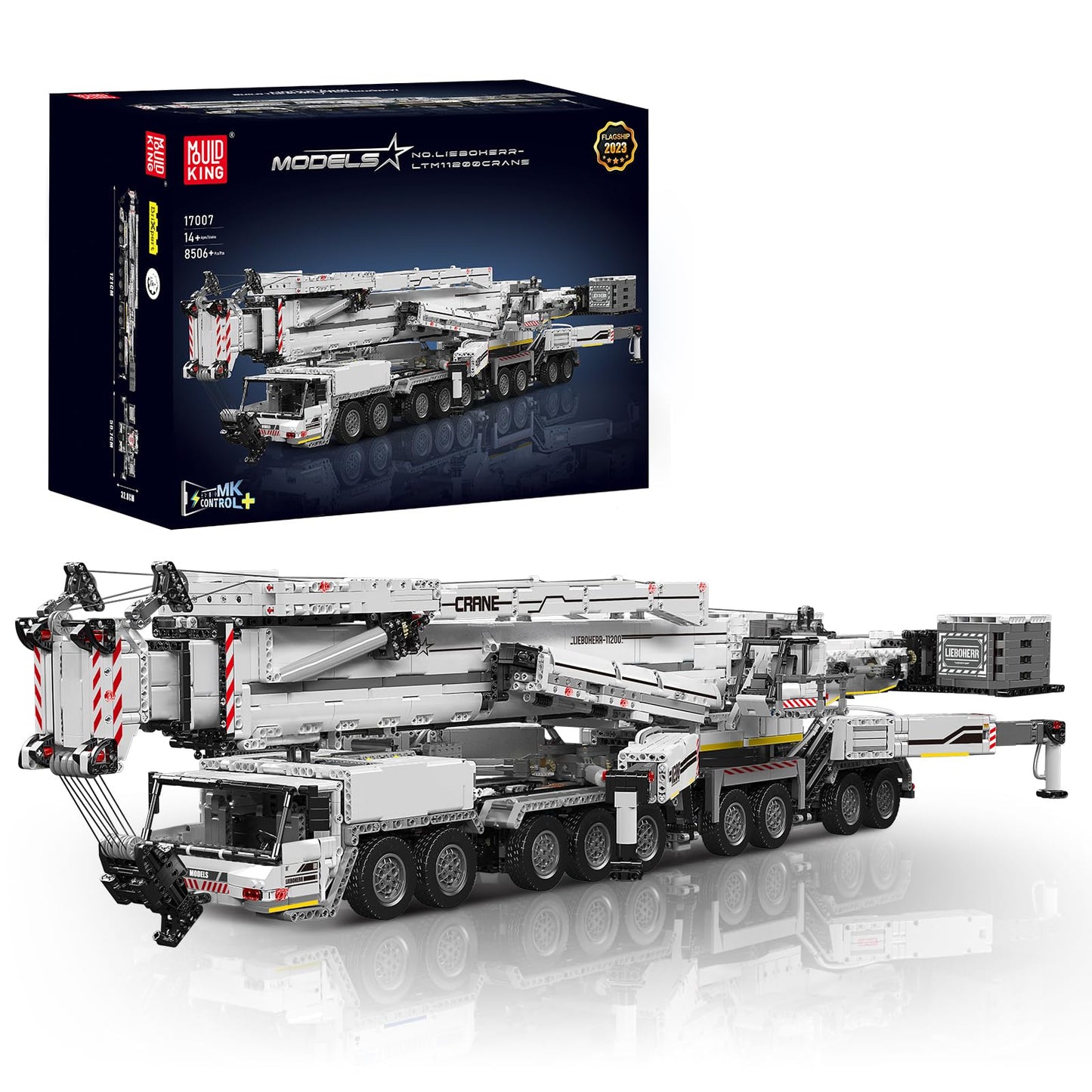 Mould King 17007 Technology Crane Building Set, 8506 Pieces Heavy Crane Truck Building Kits for Adult 14+, APP Programmable Construction Vehicle Block Set, White