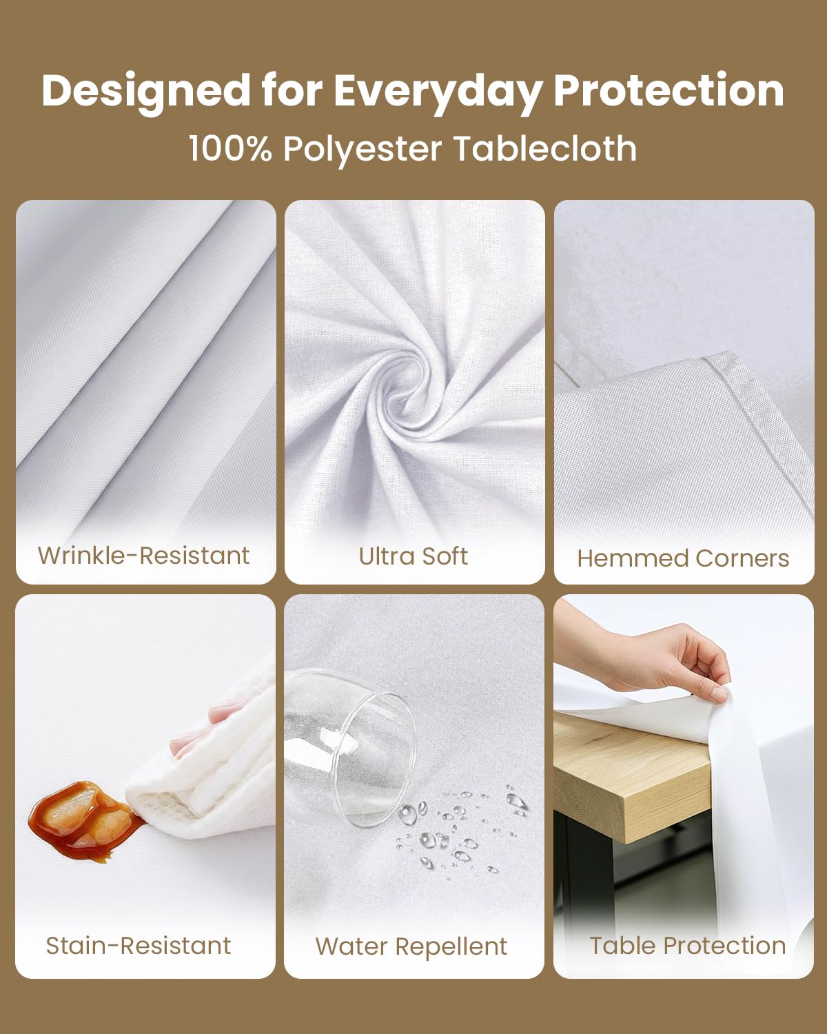 Utopia Kitchen Rectangle Table Cloth 2 Pack(90x132 Inches, White), Tablecloth Machine Washable, Polyester Table Cover for Dining, Buffet Parties, Picnics, Events, Weddings and Restaurants