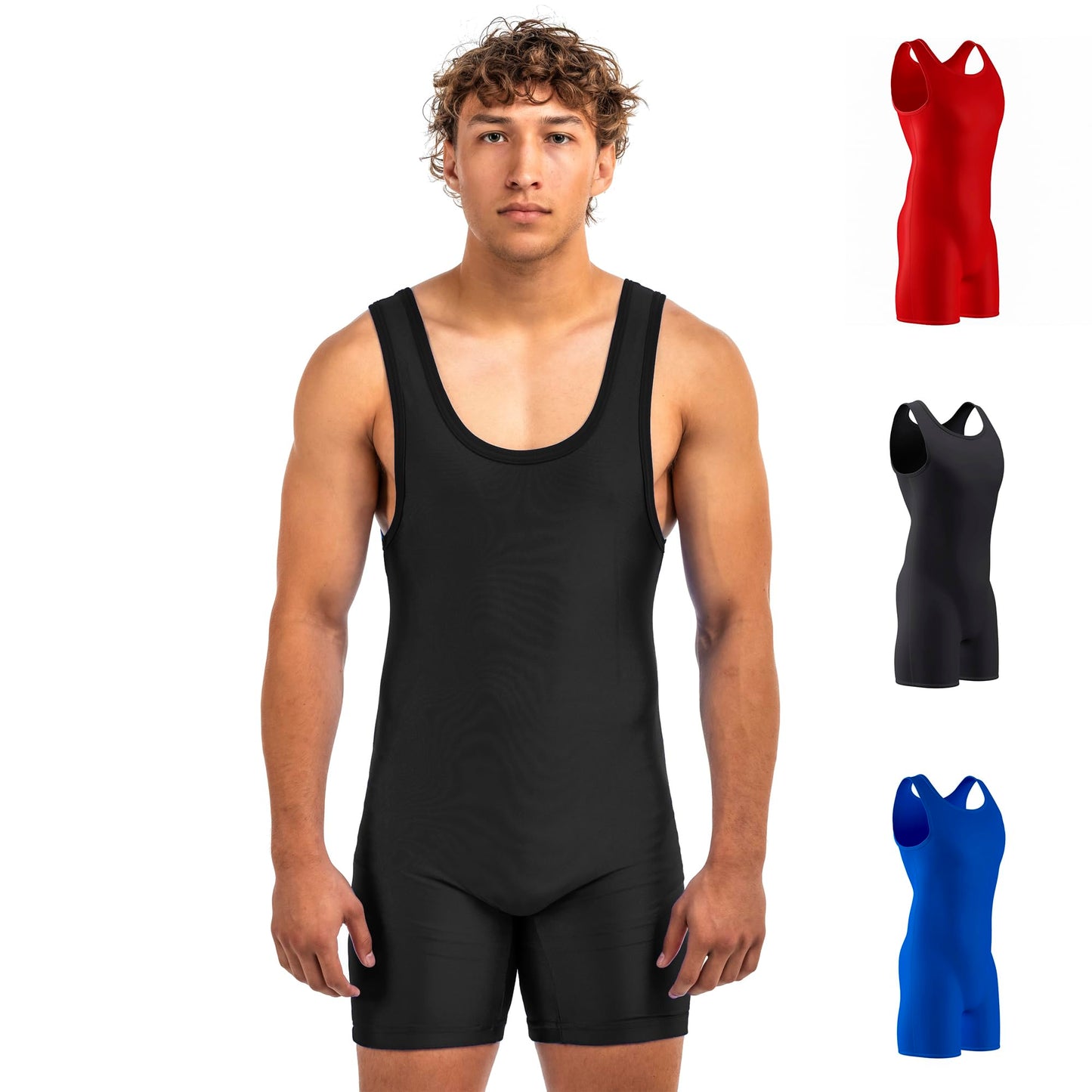 Matman Men’s & Youth Wrestling Singlet – High Performance Singlets for Wrestling or Weightlifting - Edge Singlet (Black, Small)