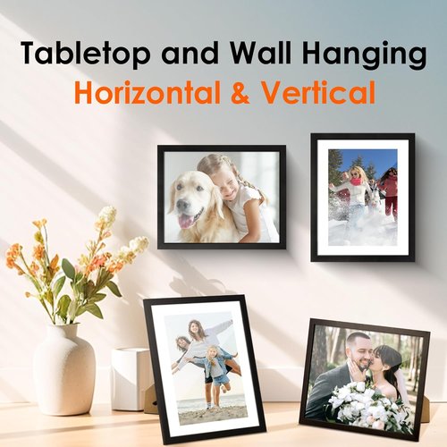 FIXSMITH 8x10 Picture Frame Set of 2 - HD Plexiglass for 5x7 or 8x10 Photos | Black Multi-Display Collage