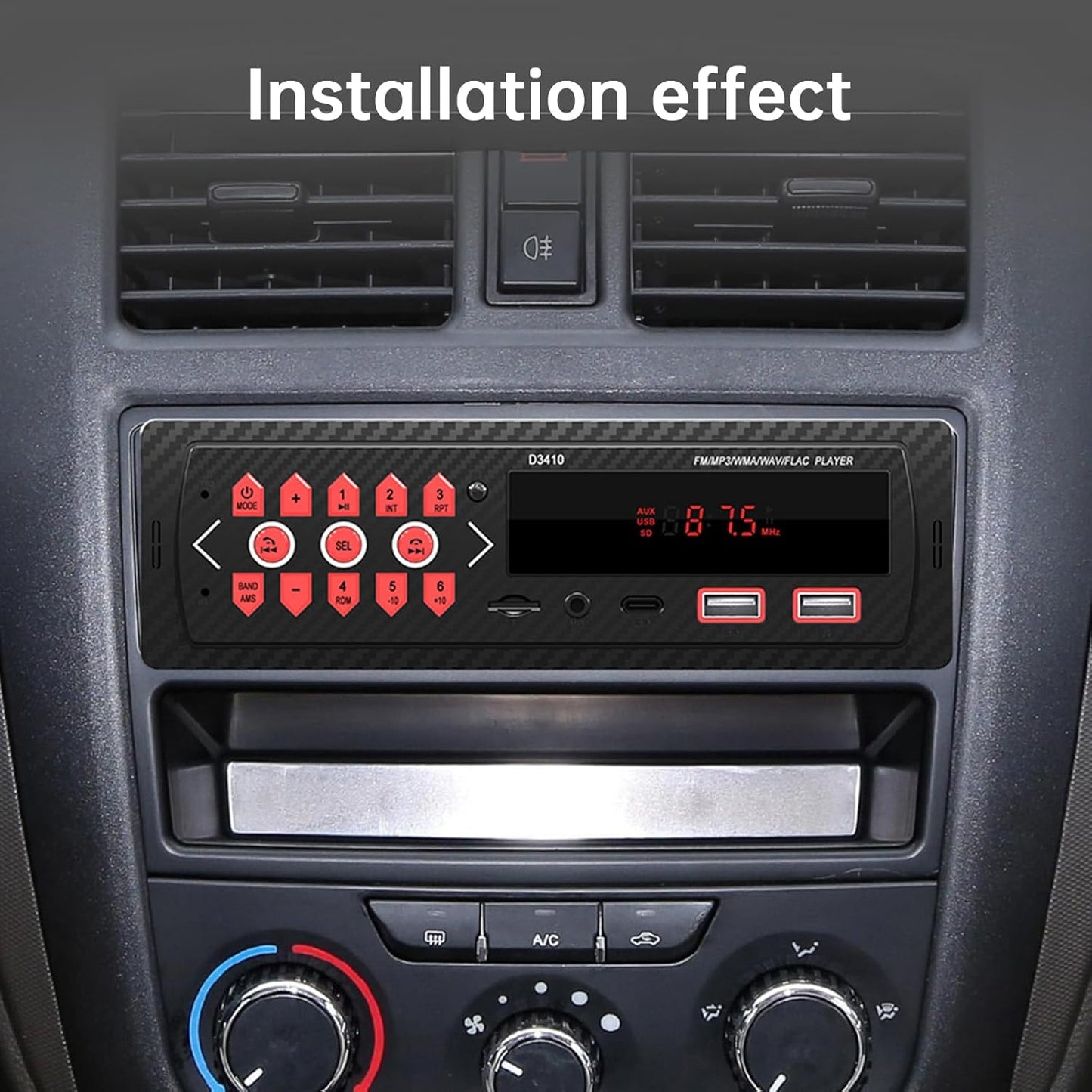 ePathChina 12V MP3 FM/MP3/WMA/FLAC/AUX/TF Car Audio Bluetooth Single DIN Stereo, LED Car Radio Player with Hands-Free