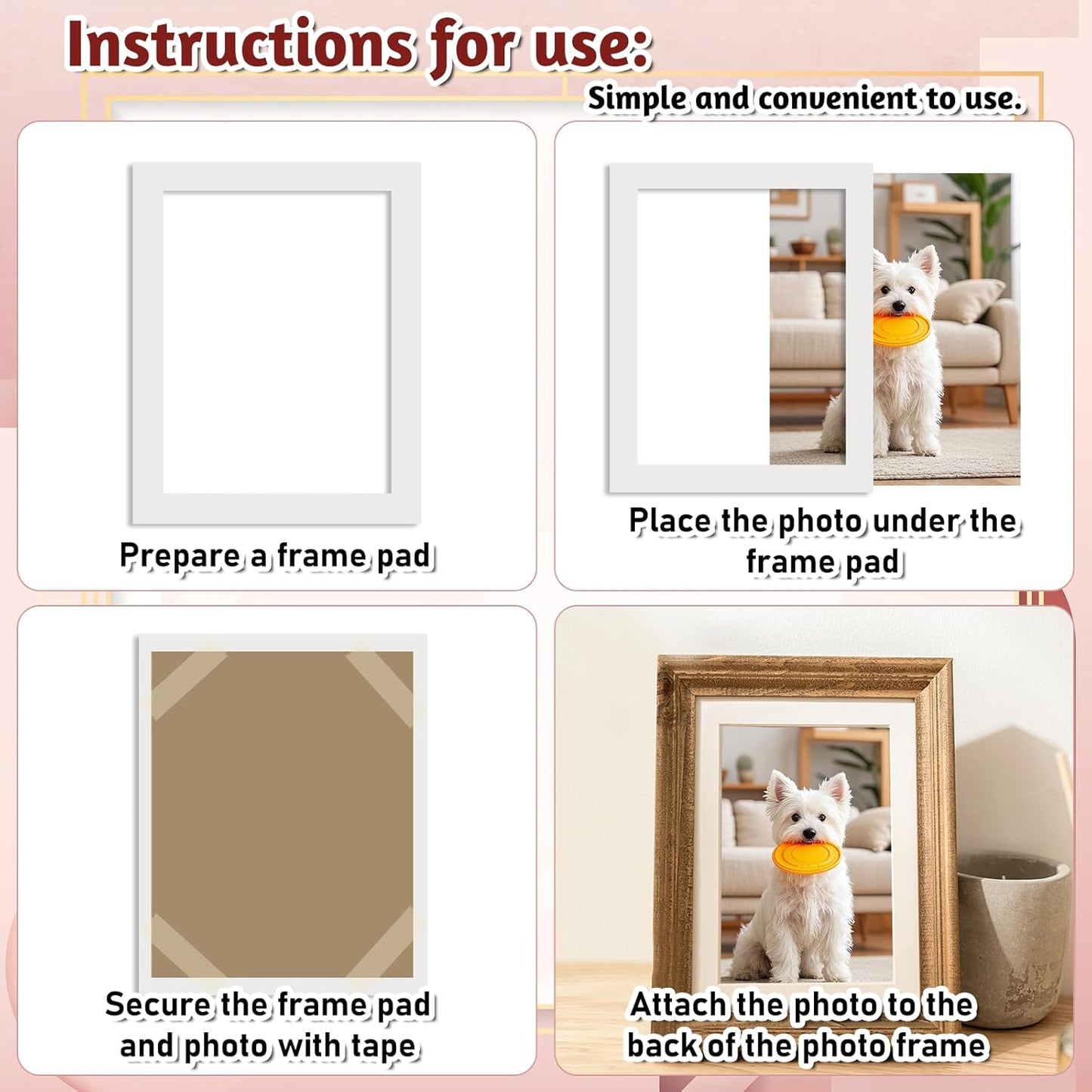 Xelsluthe 10 Pack 6,7,8,10, 11.6 Inch Picture Mats for Frames, Picture Frame Mats Core Bevel Cut Mat Board Show Kit