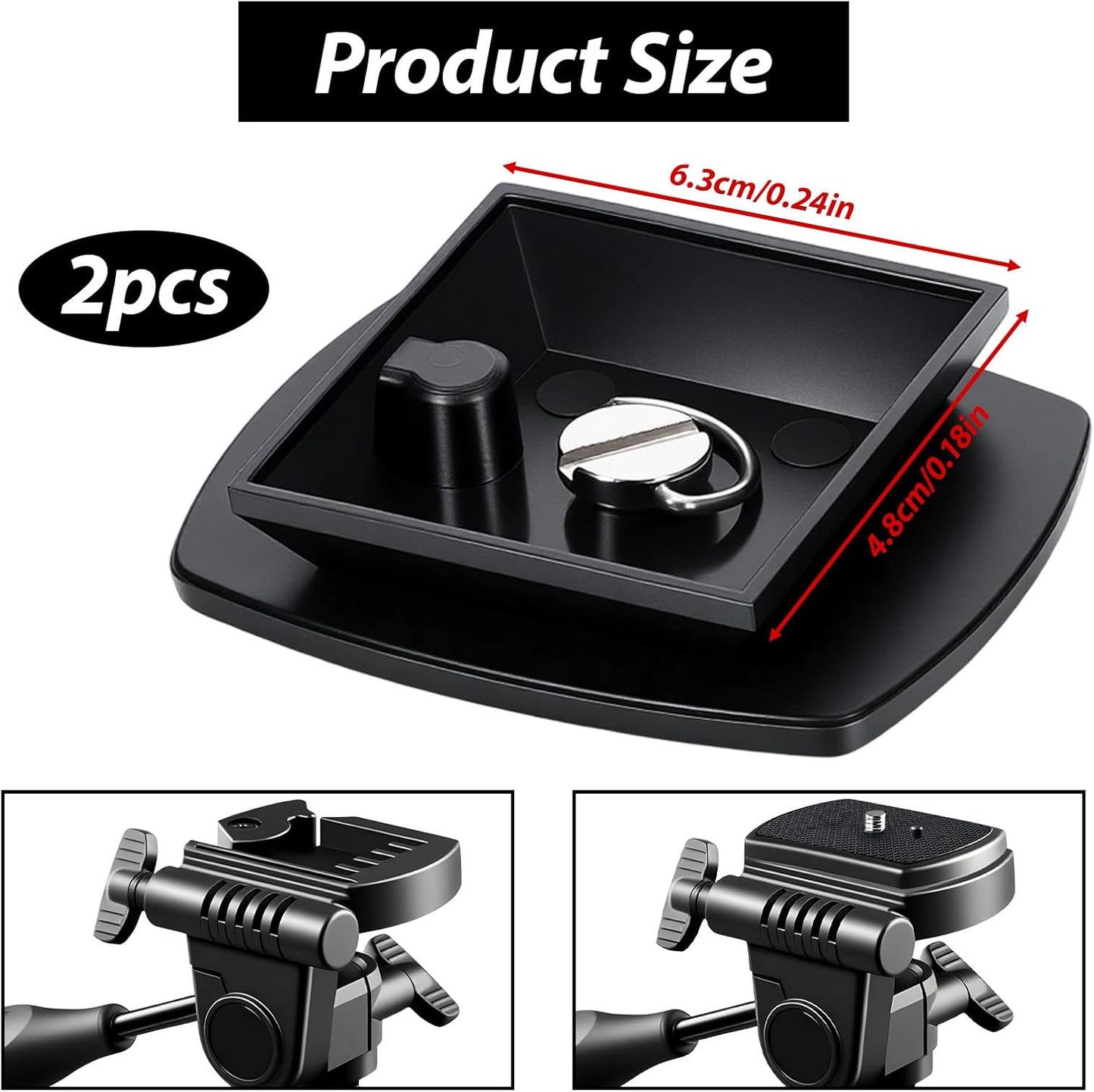 Alrhso 2 Pack 63x48mm Camera Quick Release Plate Universal Tripod Quick Release Plate Camera Mount Adapter Replacement