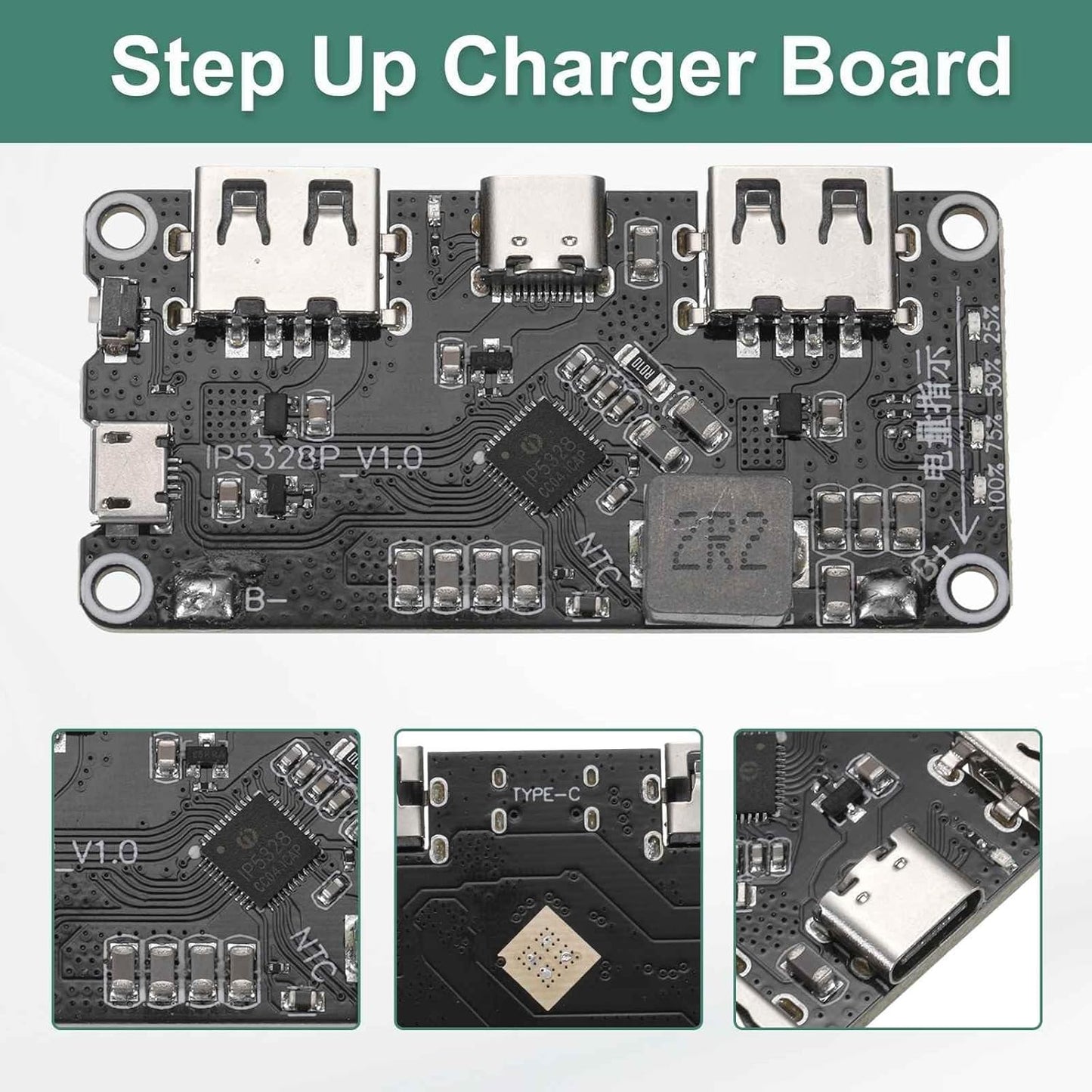 MECCANIXITY IP5328P 3.7V 5V-12V 18W 5A 18650 Bi-Directional Fast Charging Module, to Step Up Power Bank Board Quick