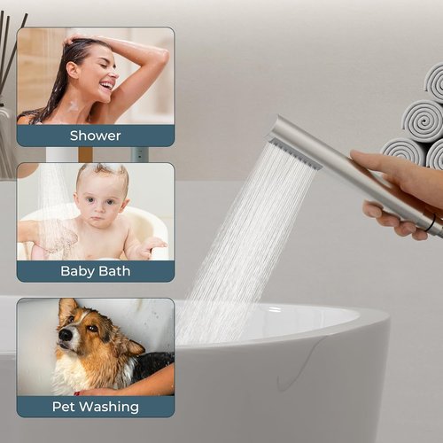 FORIOUS Freestanding Tub Faucet - High Flow Brass Bathtub Filler with Handheld Shower | Brushed Nickel Finish